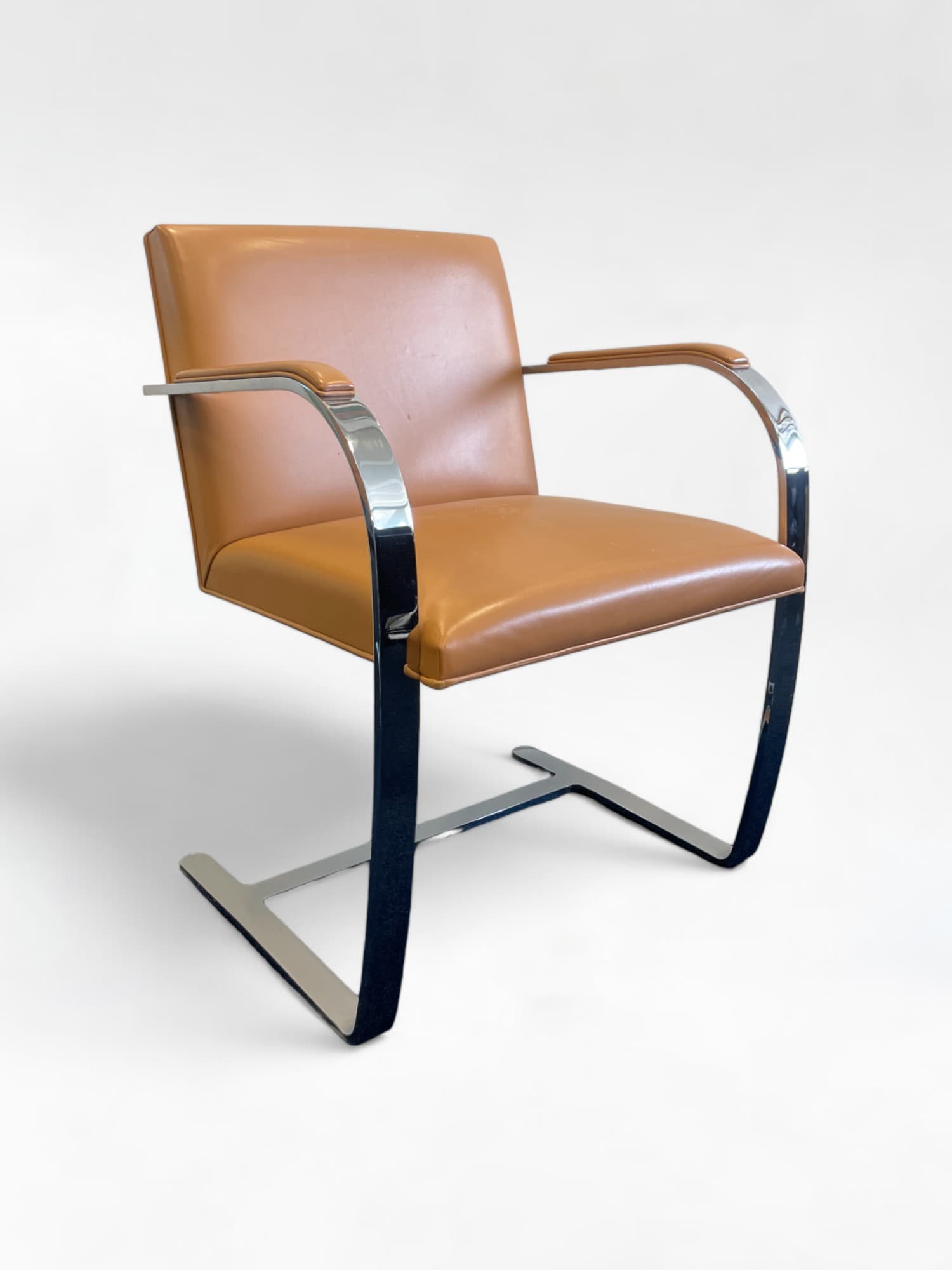BRNO Knoll Camel Leather Chair with Chrome Frame-0