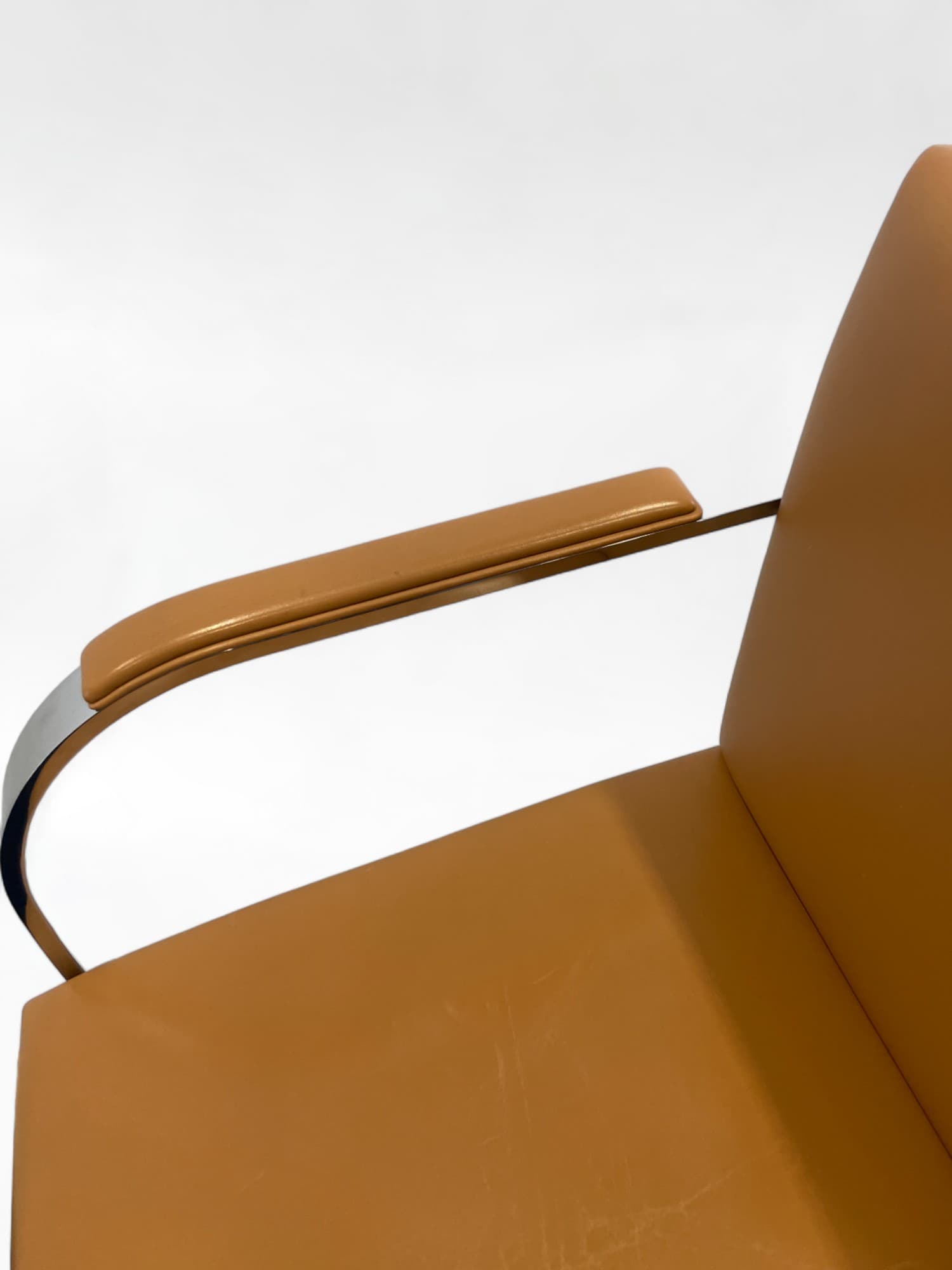 BRNO Knoll Camel Leather Chair with Chrome Frame-4