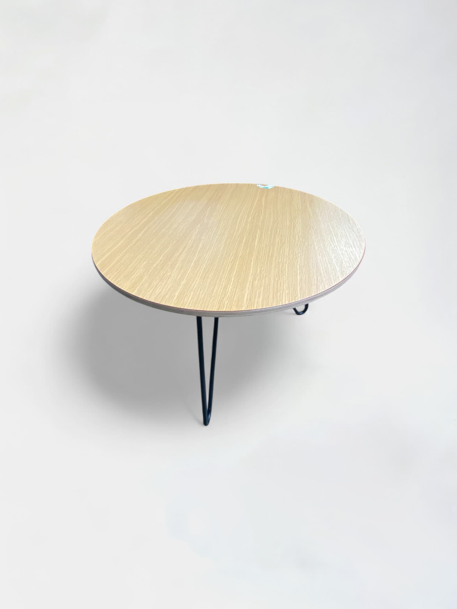 Golden Oak Round Wood Coffee Table with Black Modern Tapered Legs-1