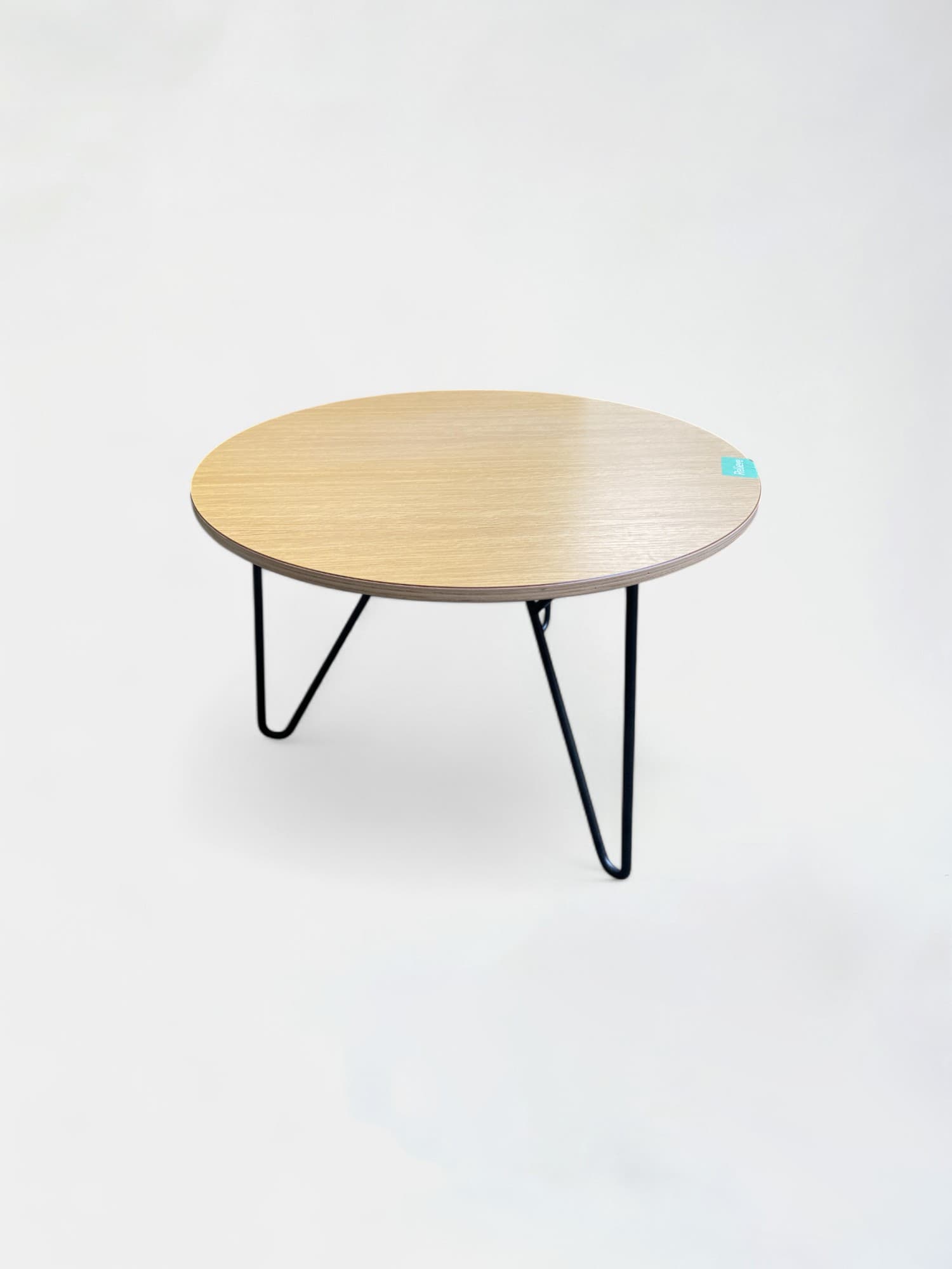 Golden Oak Round Wood Coffee Table with Black Modern Tapered Legs-0