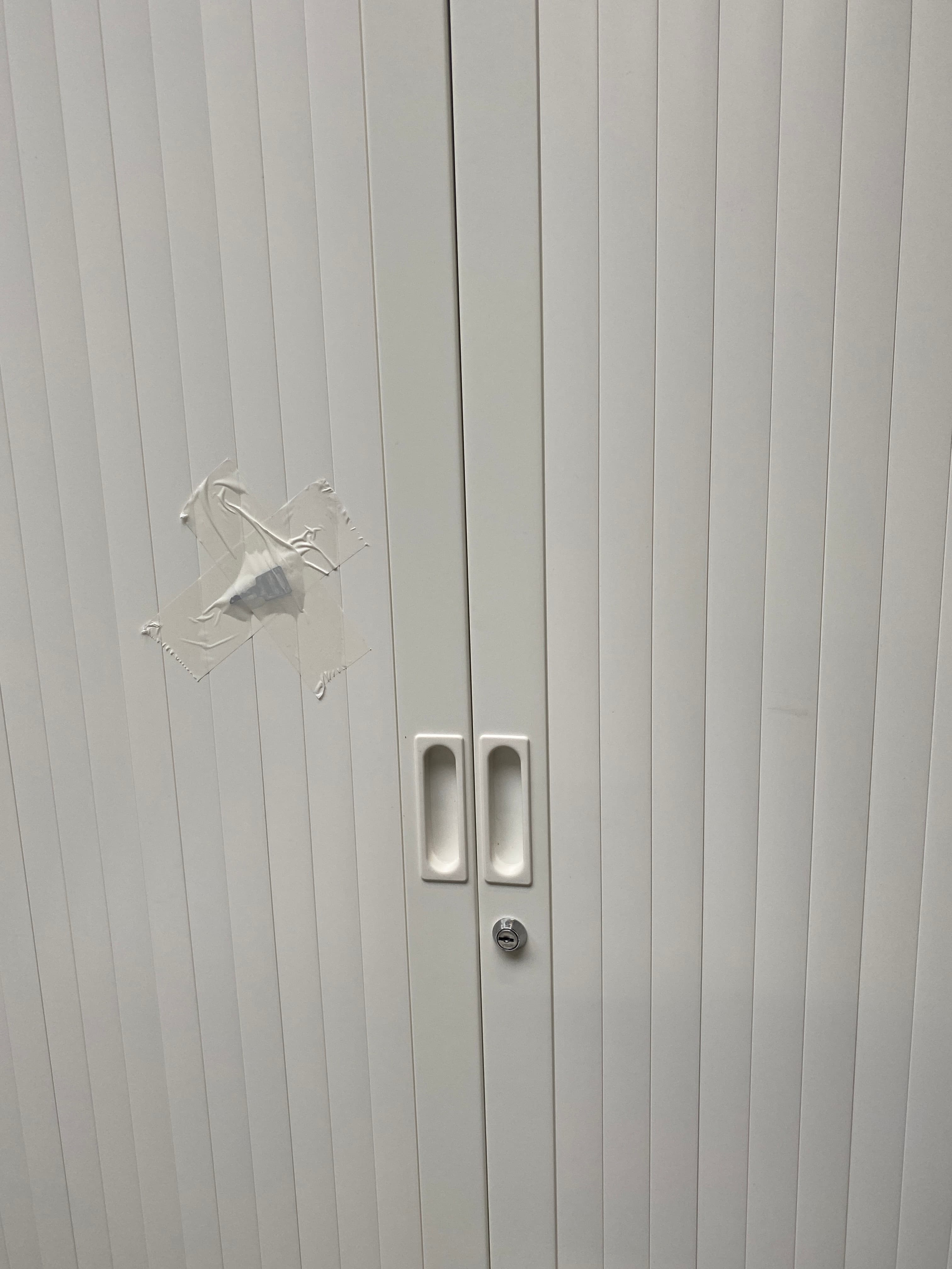 195cm Cream White Cupboard with 2 sliding doors and black shelves-1