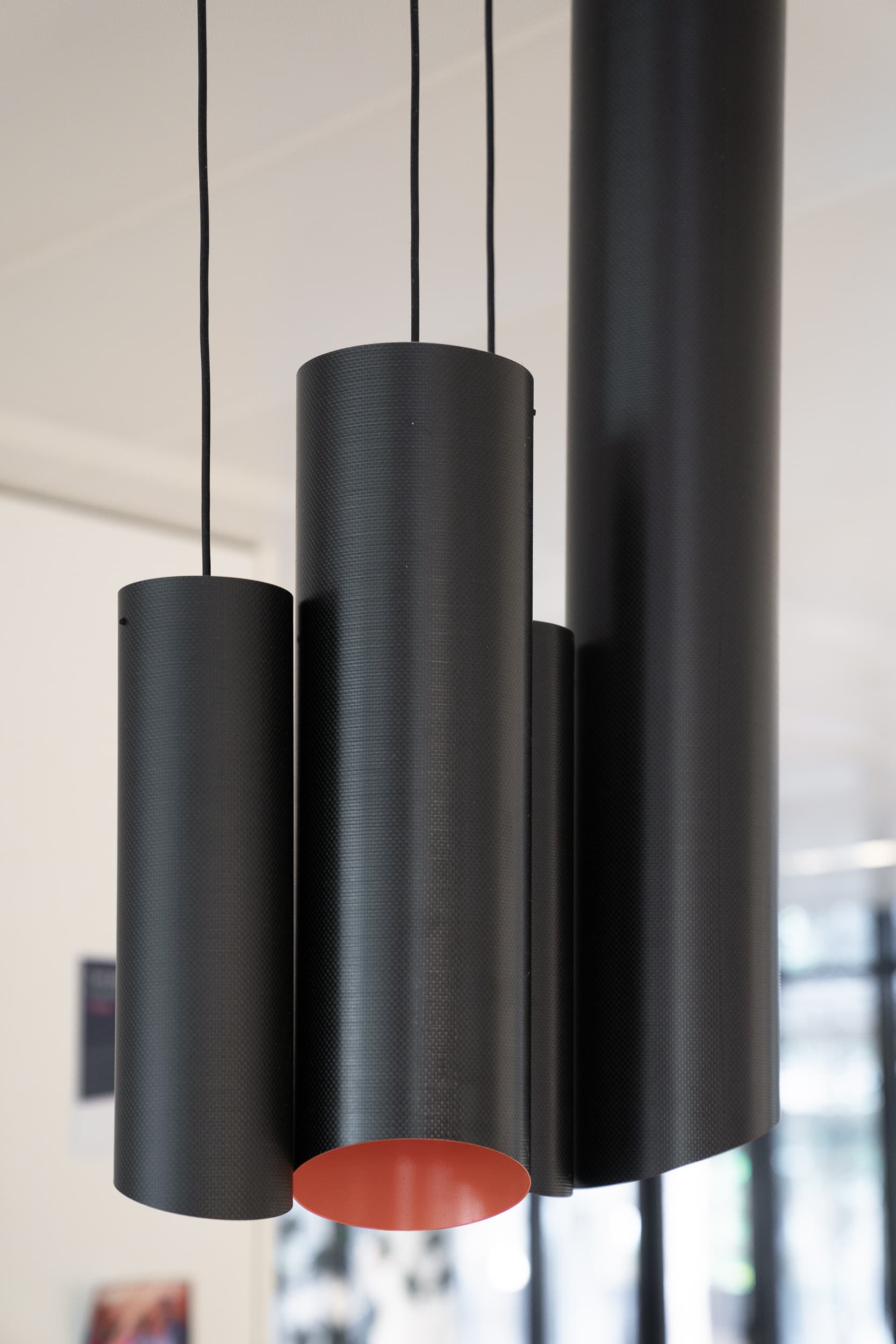 Black Metal Pendant Lights with Modern Cylindrical Design-3