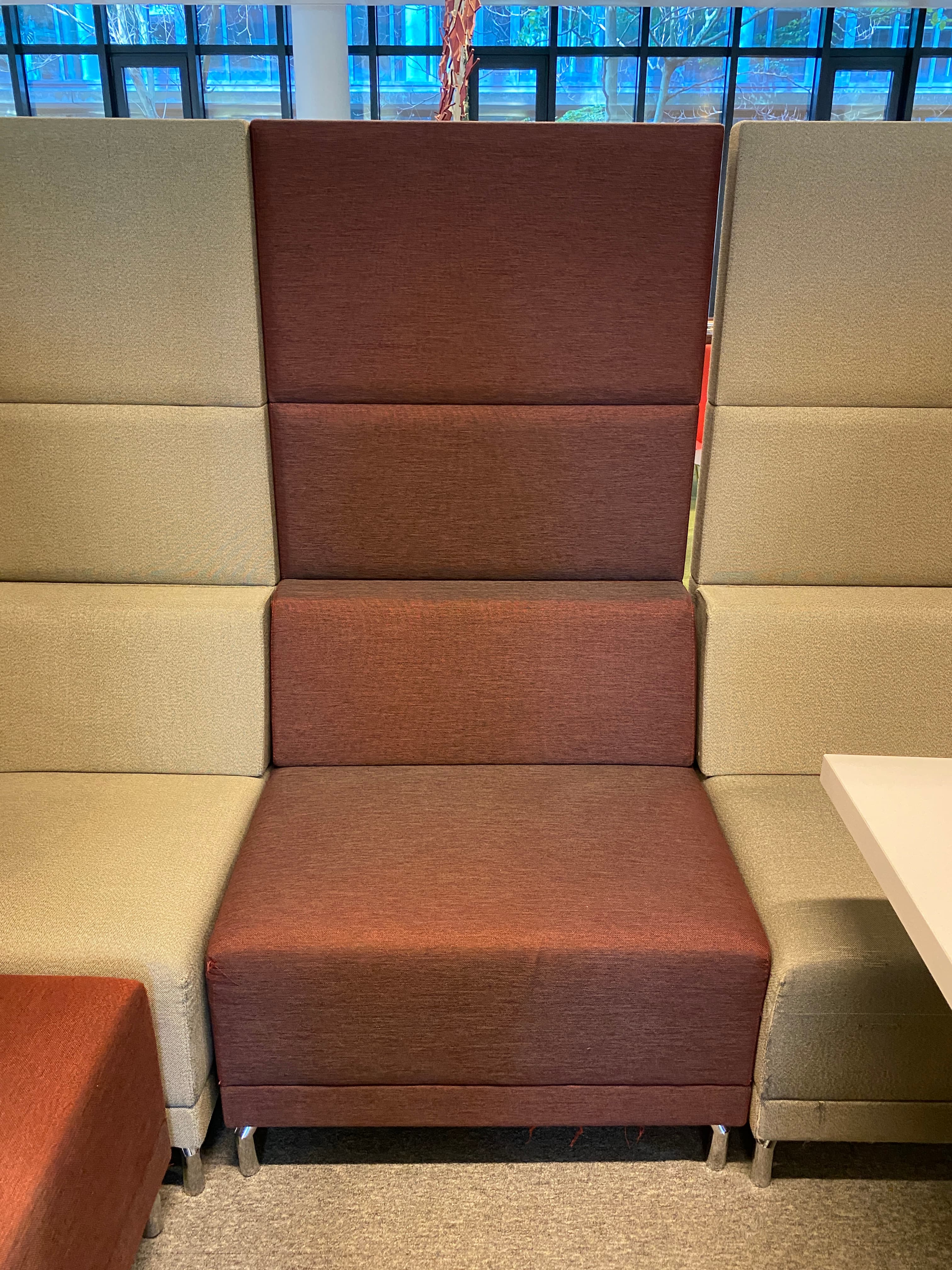 Burgundy and Grey Fabric Modular Sofa / Alcove with table and wall mount-5