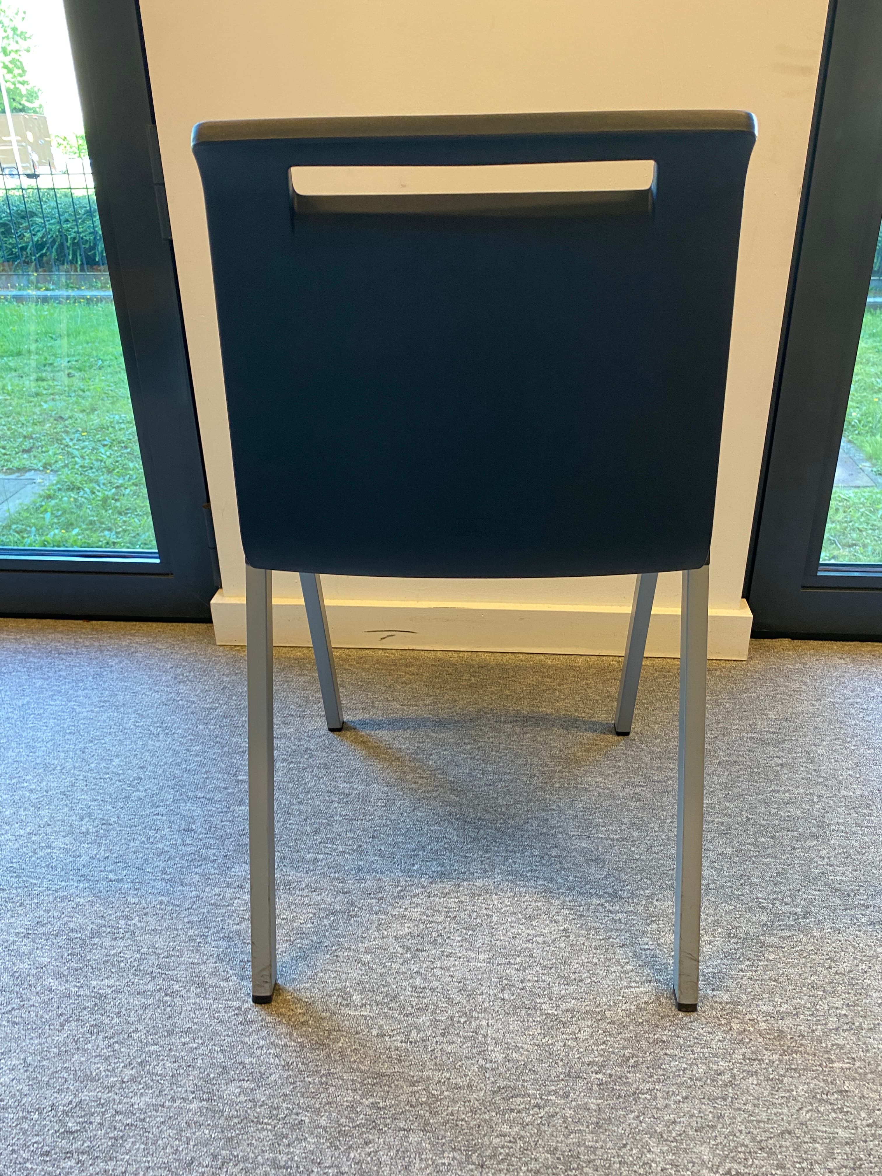 MIT Actiu Charcoal Grey Plastic Chair with Metal Legs and Handle CutOut-2