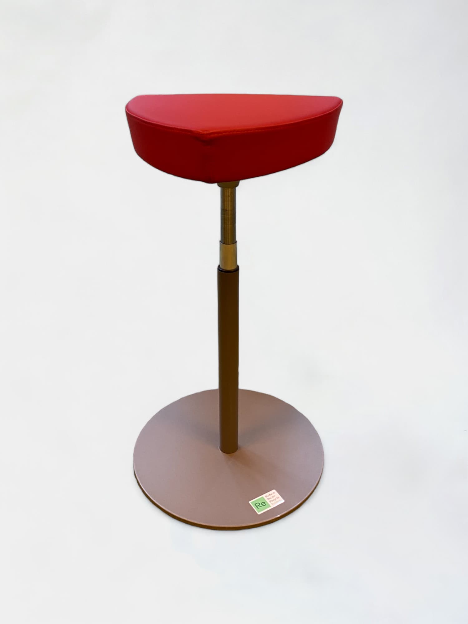 Red Faux Leather Adjustable Bar Stool with Metal Base-1