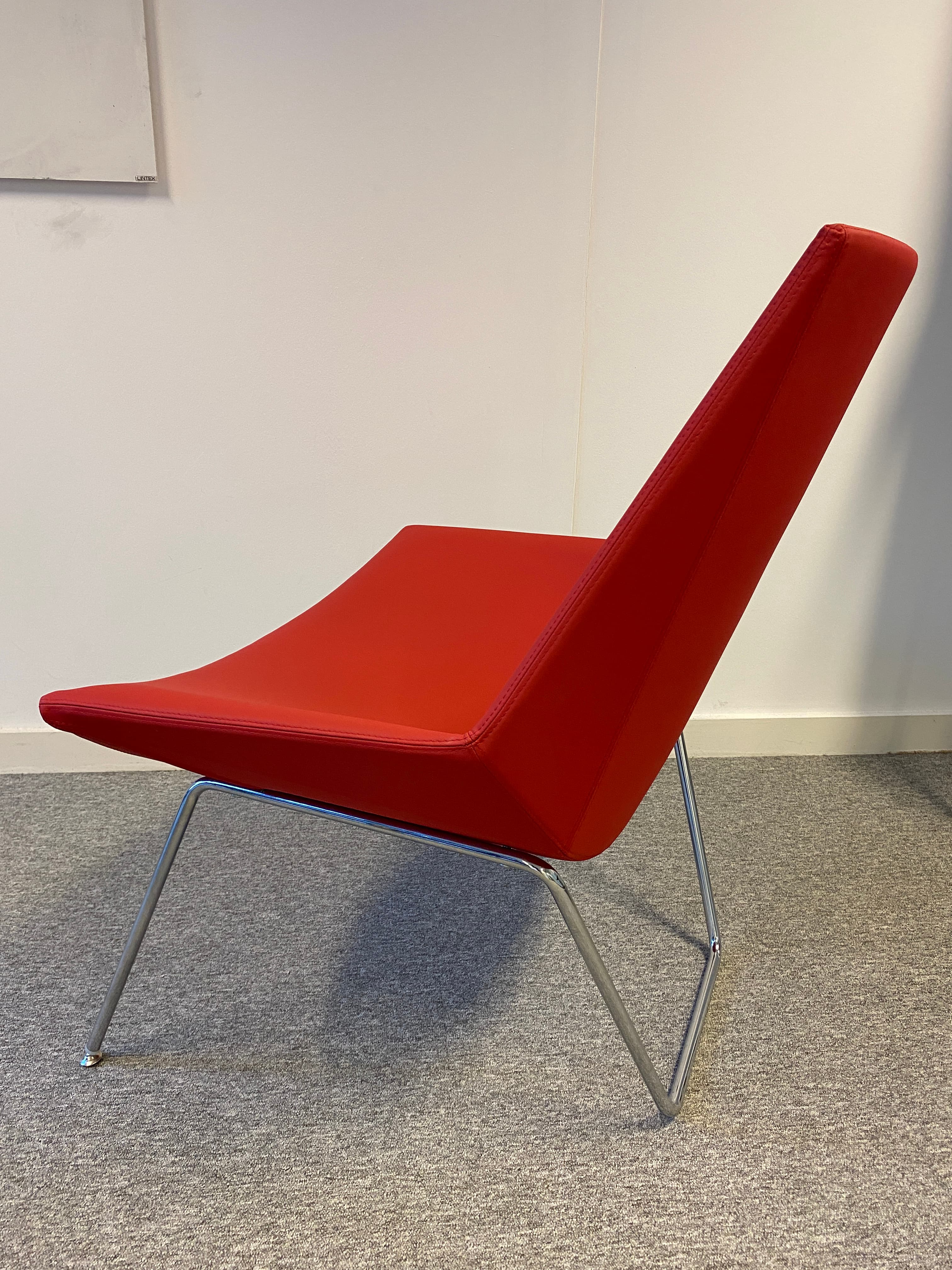 Kastel Red Polypropylene Chair with Chrome Legs Modern Accent-1