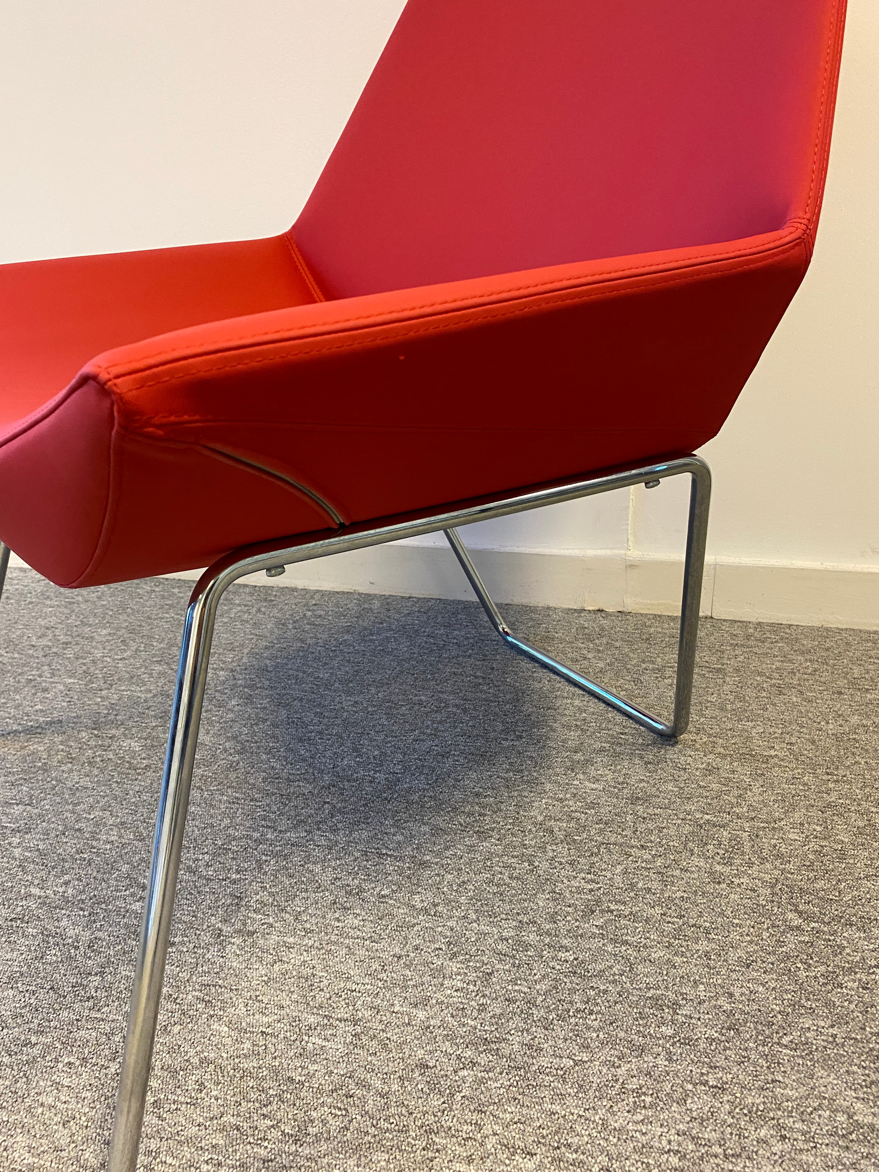 Kastel Red Polypropylene Chair with Chrome Legs Modern Accent-3