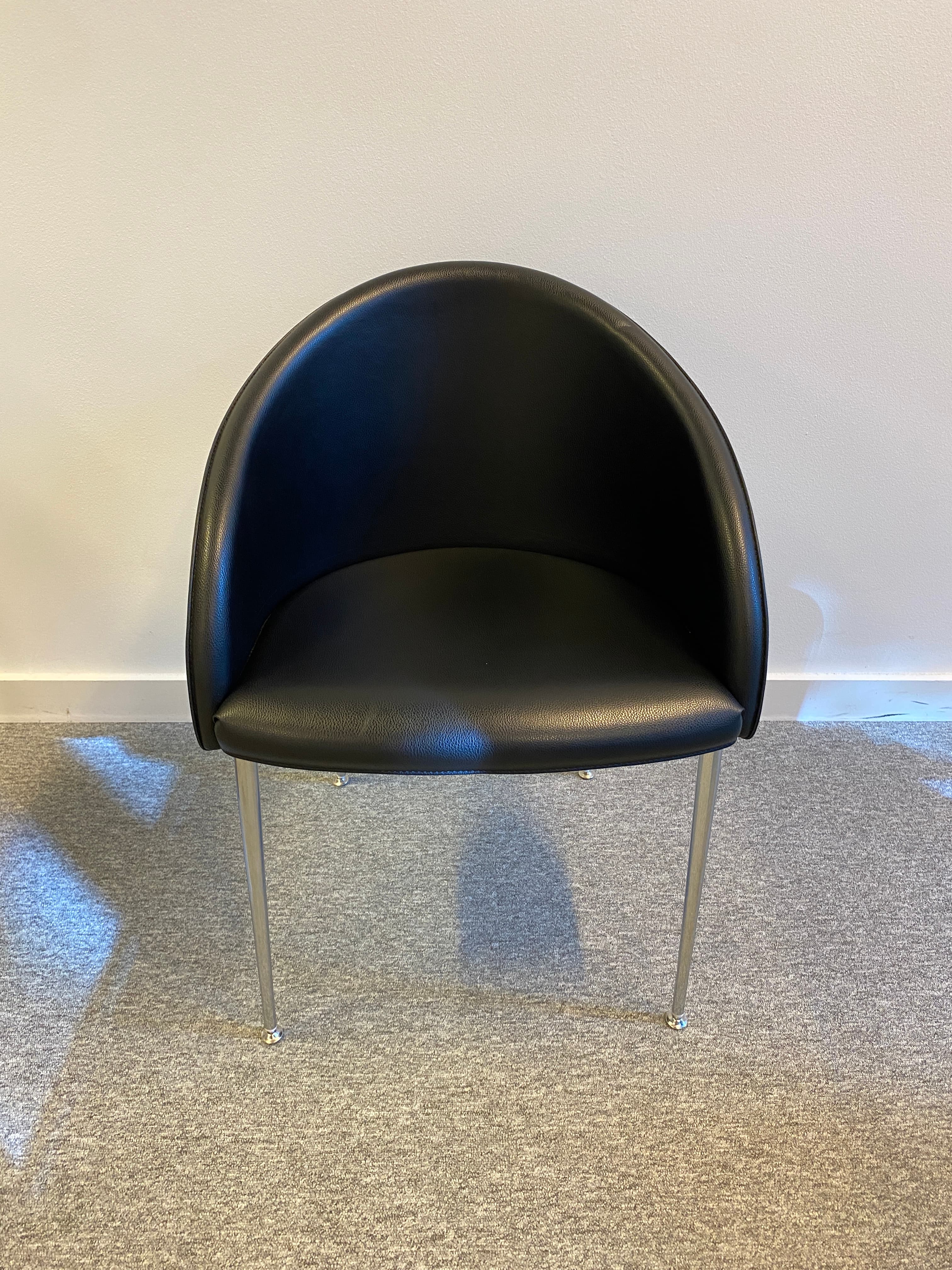 Kastel Kameo Black Leather Accent Chair with Chrome Legs-1