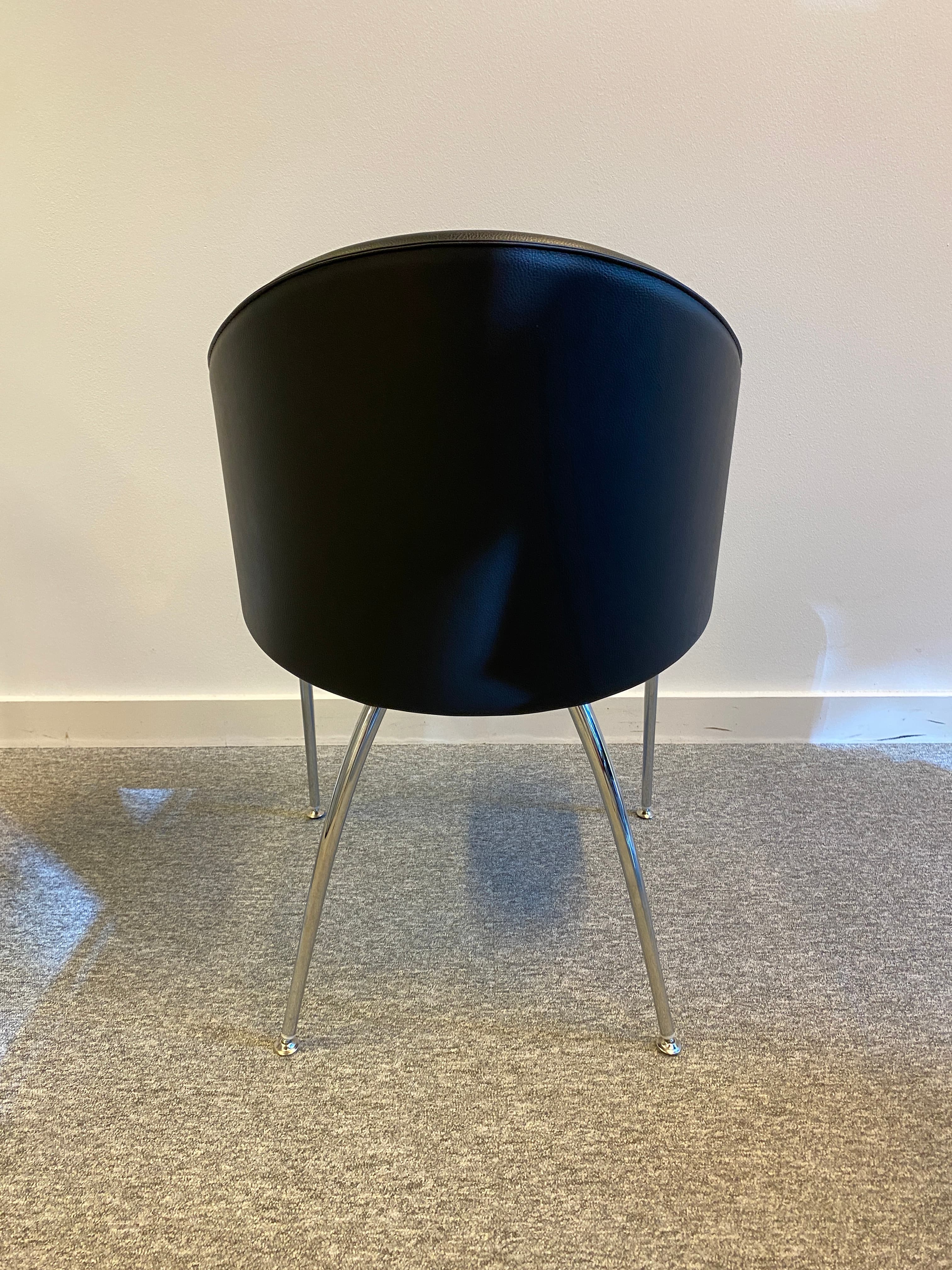 Kastel Kameo Black Leather Accent Chair with Chrome Legs-2
