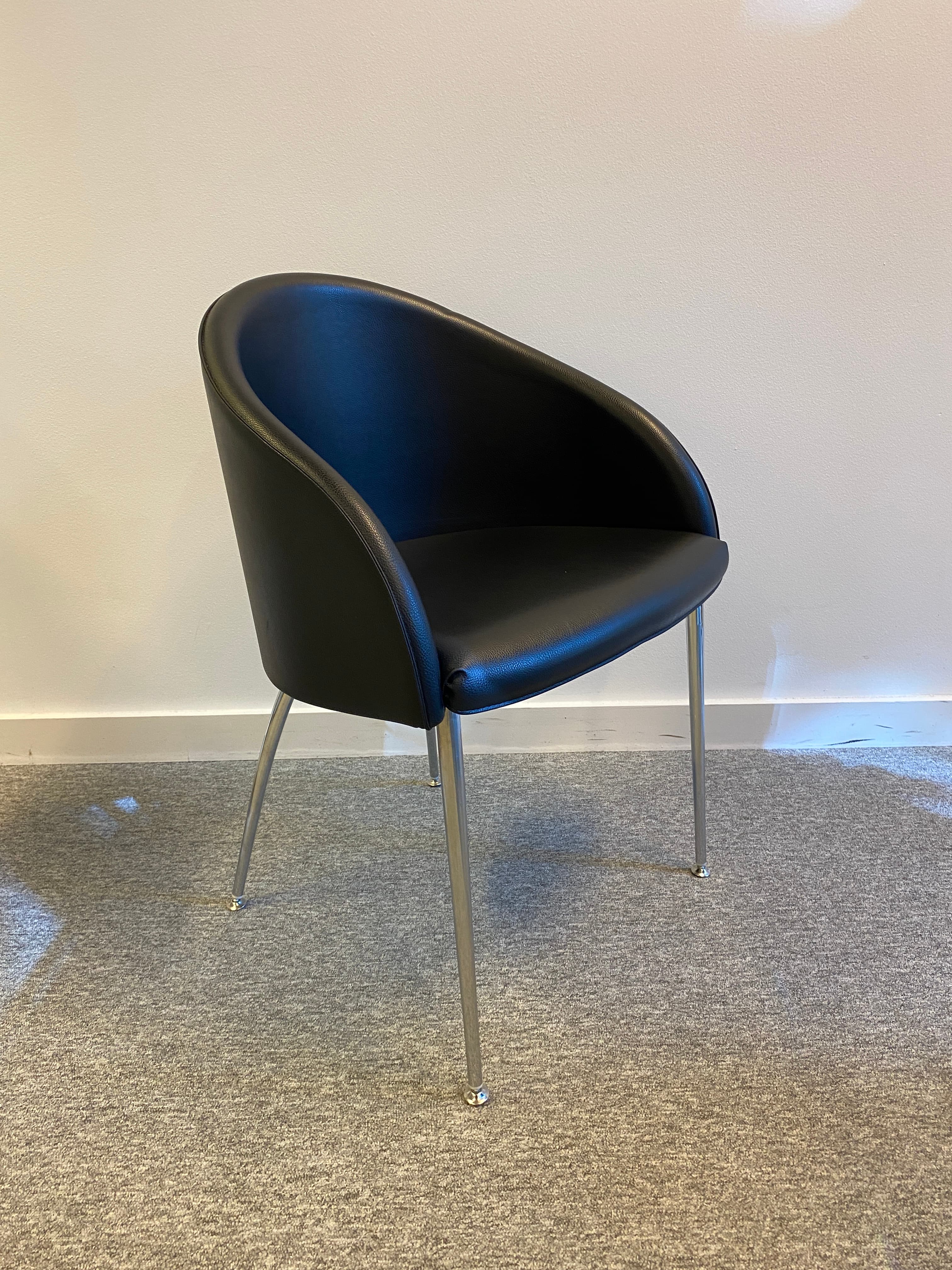 Kastel Kameo Black Leather Accent Chair with Chrome Legs-3