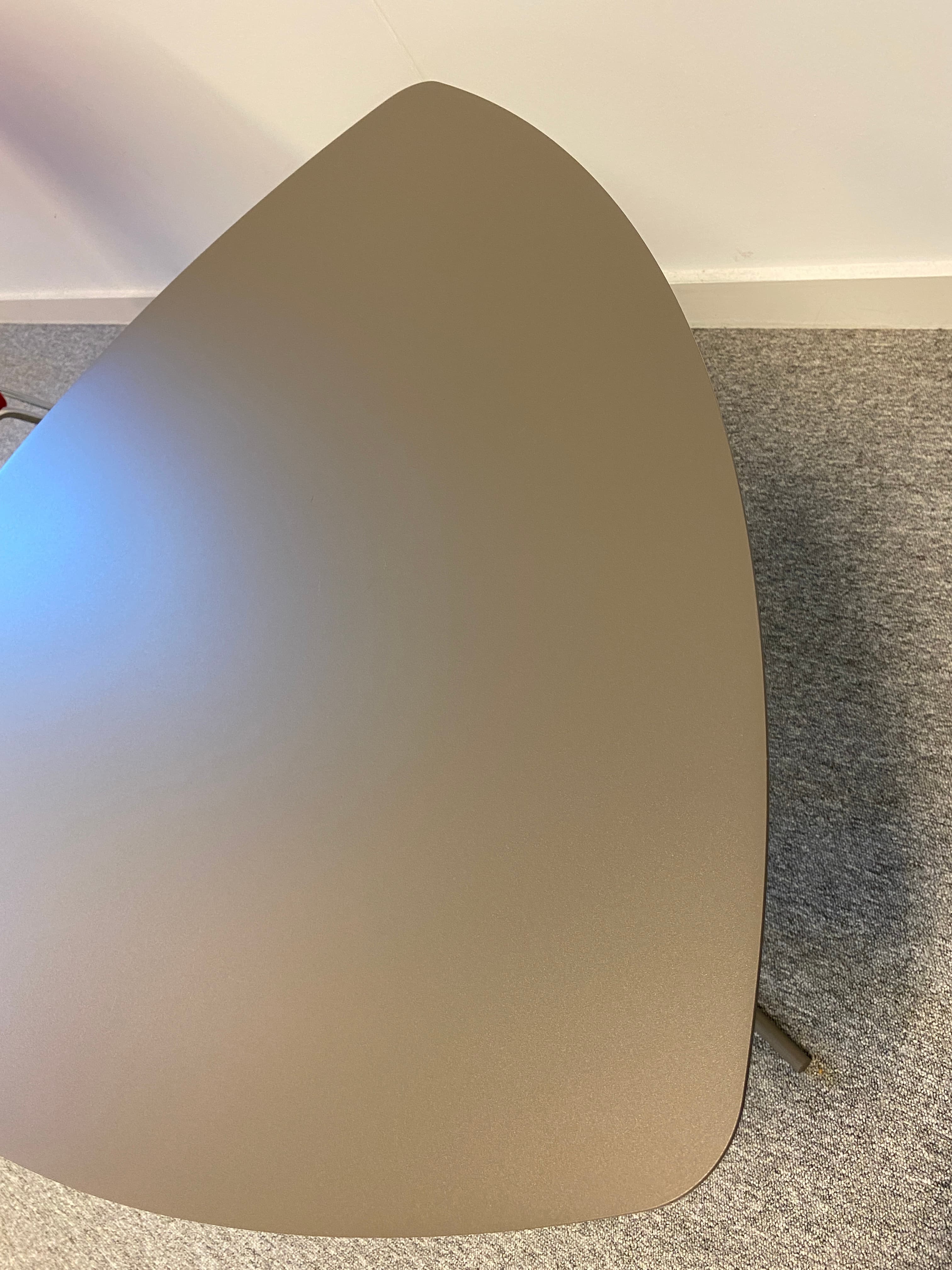 Brown anthracite Laminate Contemporary Office Table with Triangular Top and Metal Base-2