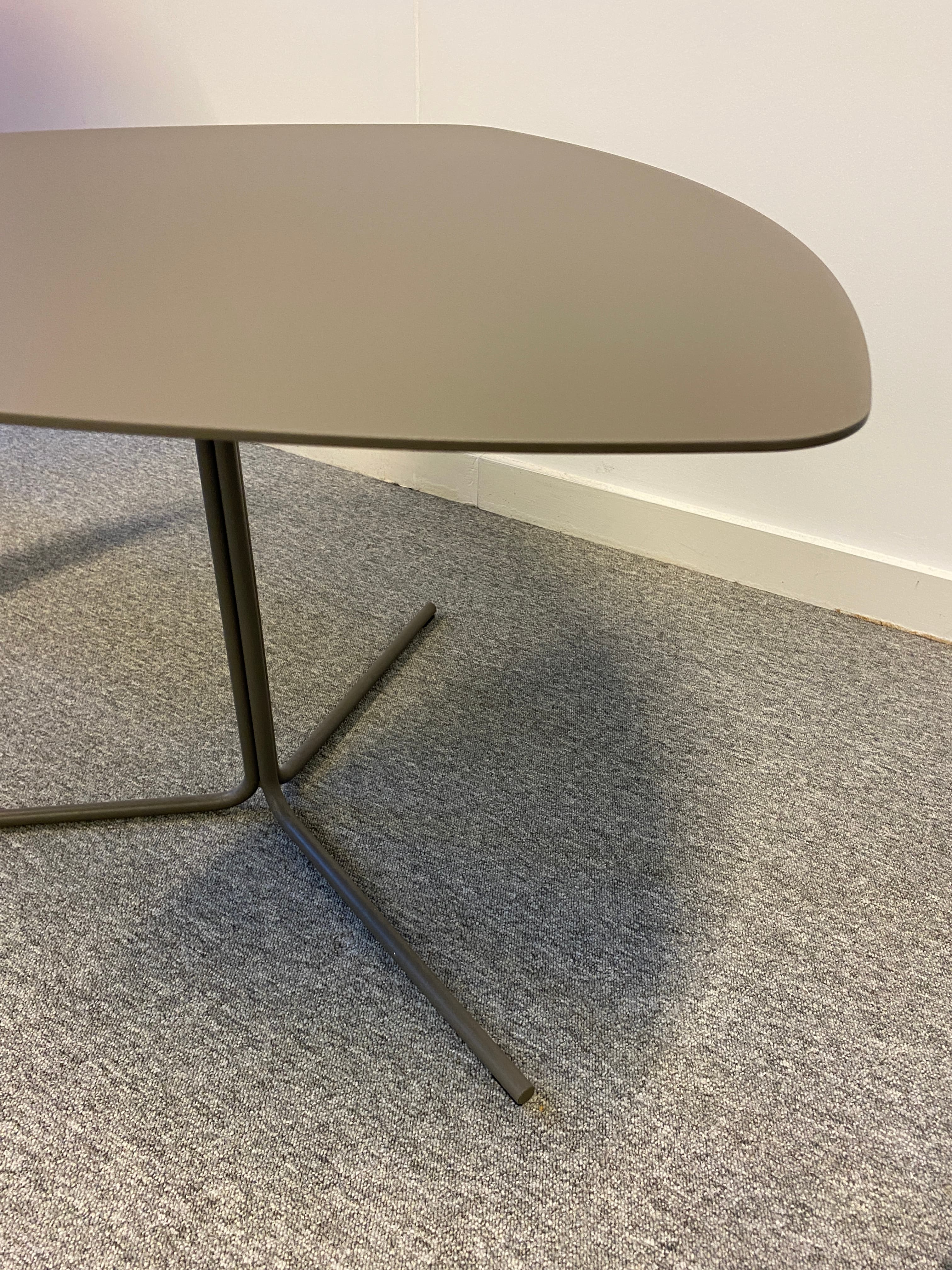 Brown anthracite Laminate Contemporary Office Table with Triangular Top and Metal Base-1