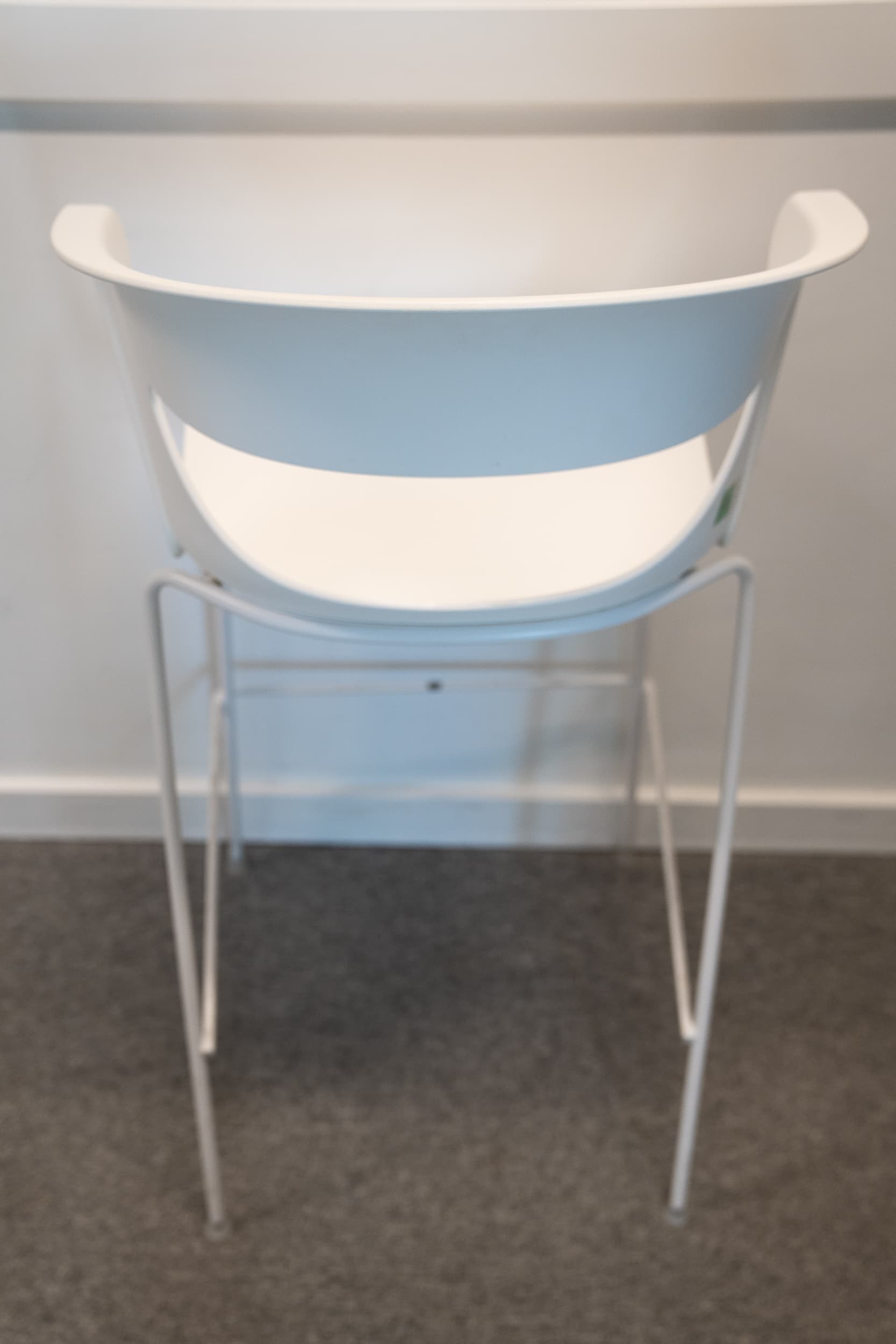 KICCA White Plastic Bar Stool with Integrated Backrest and Sleek Modern Design-3