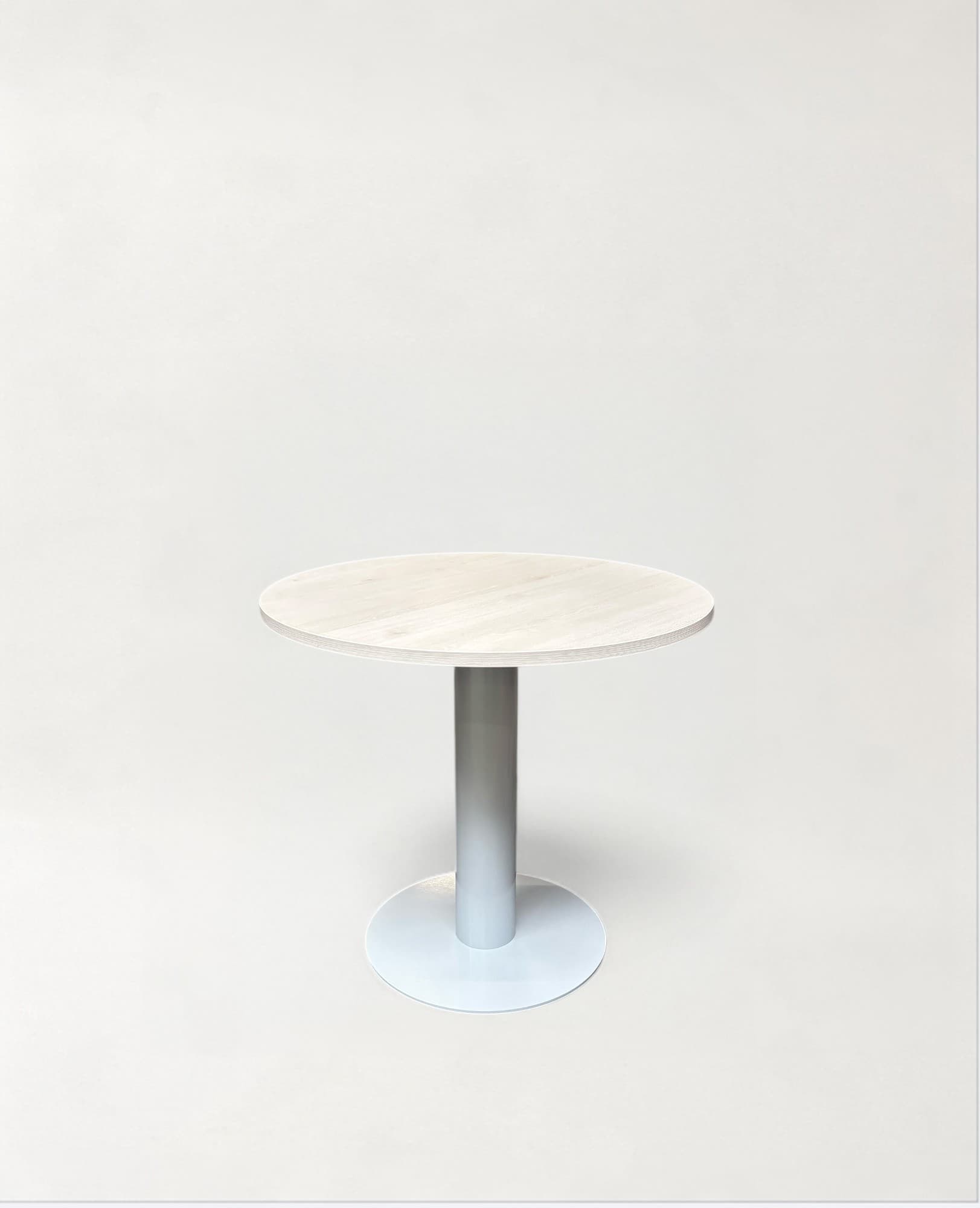 Off White Wood and Metal Round Table with Pedestal Base-0