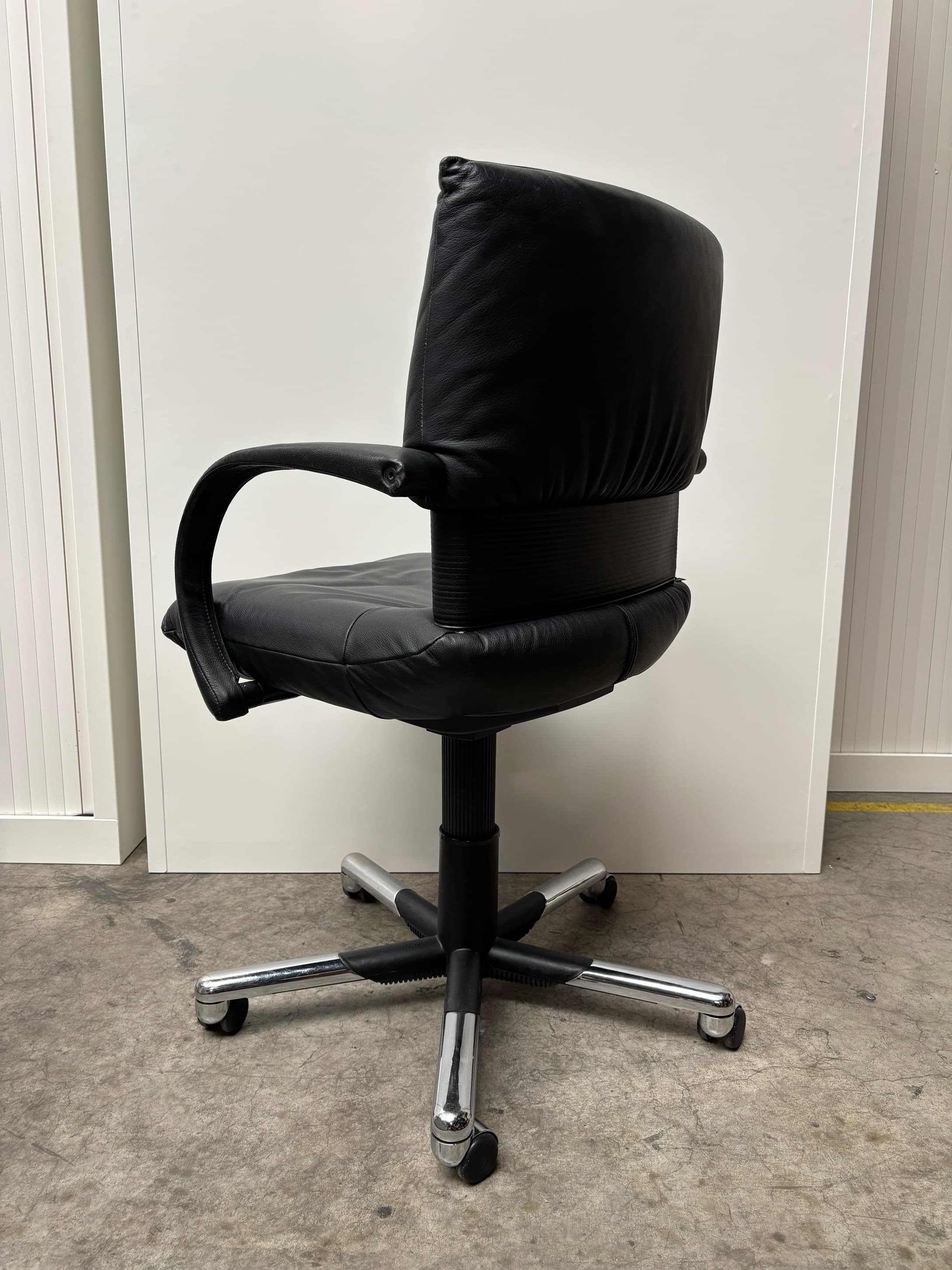 Vitra Black Leather Office Chair with Adjustable Features-1