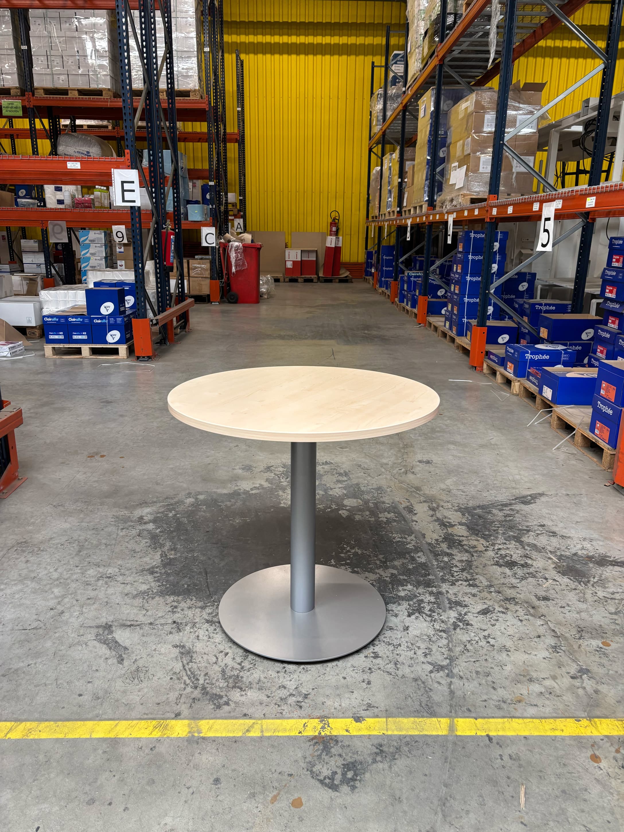 Light Wood and Metal Round Table-3