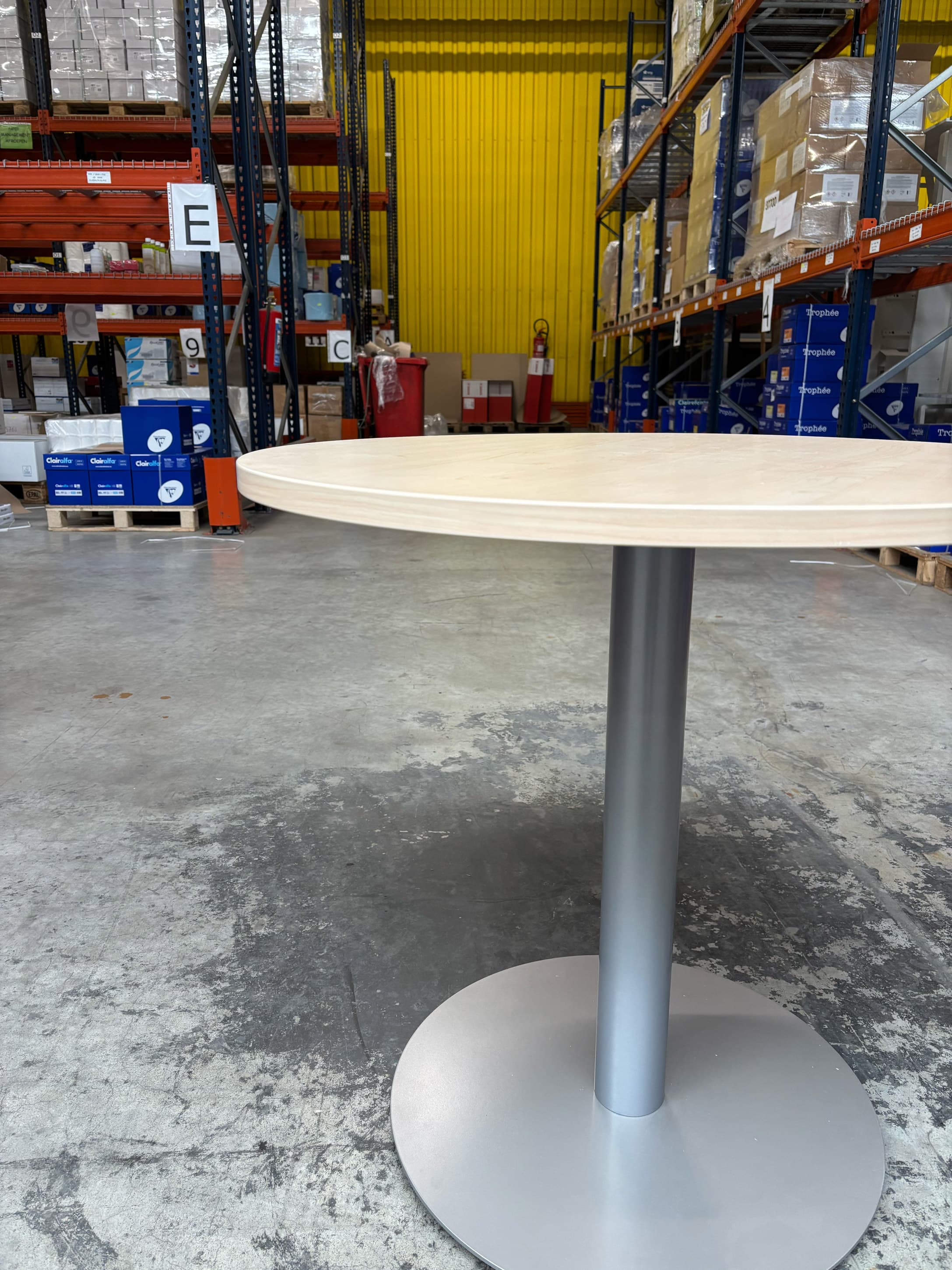 Light Wood and Metal Round Table-1