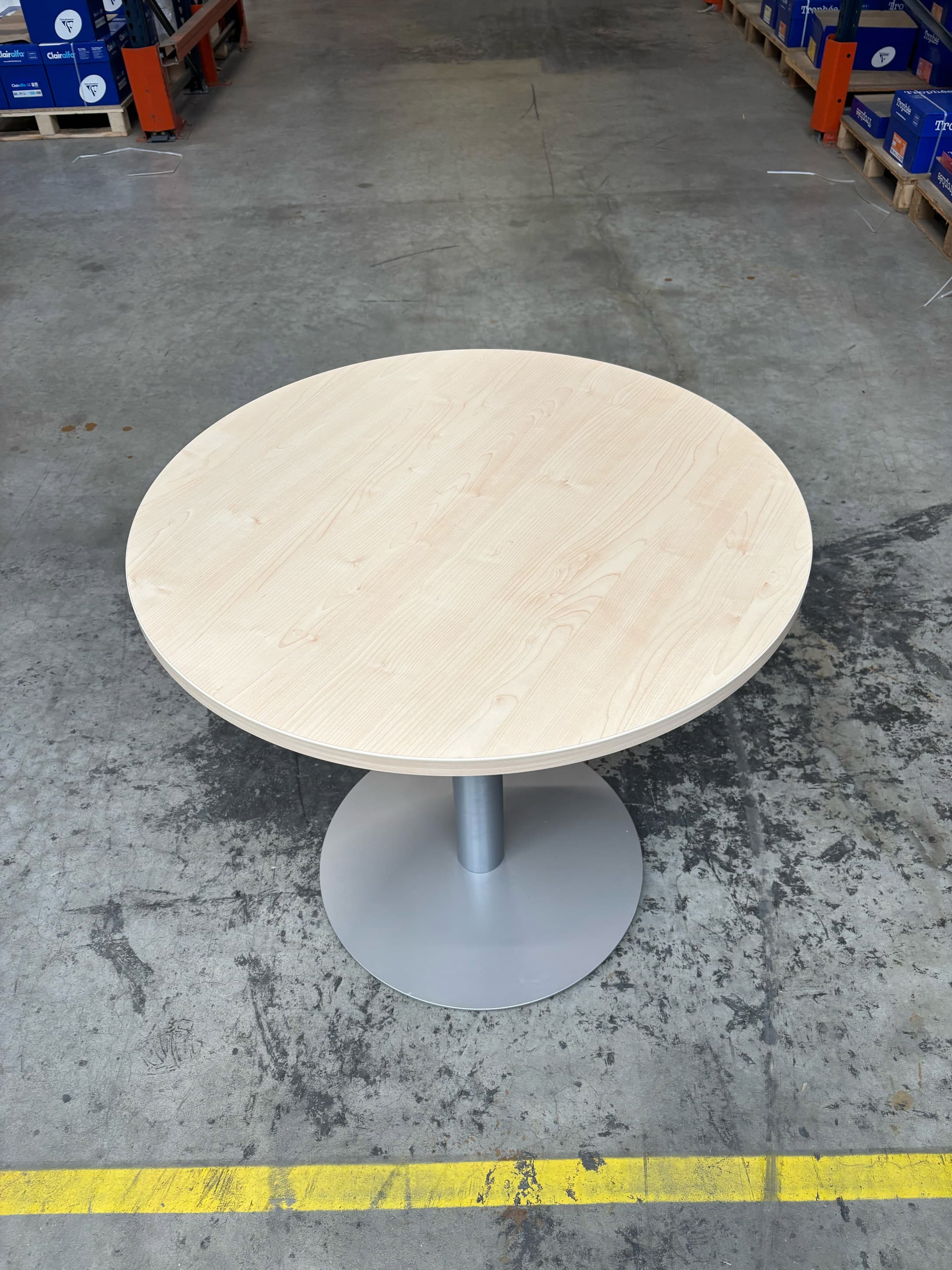 Light Wood and Metal Round Table-2