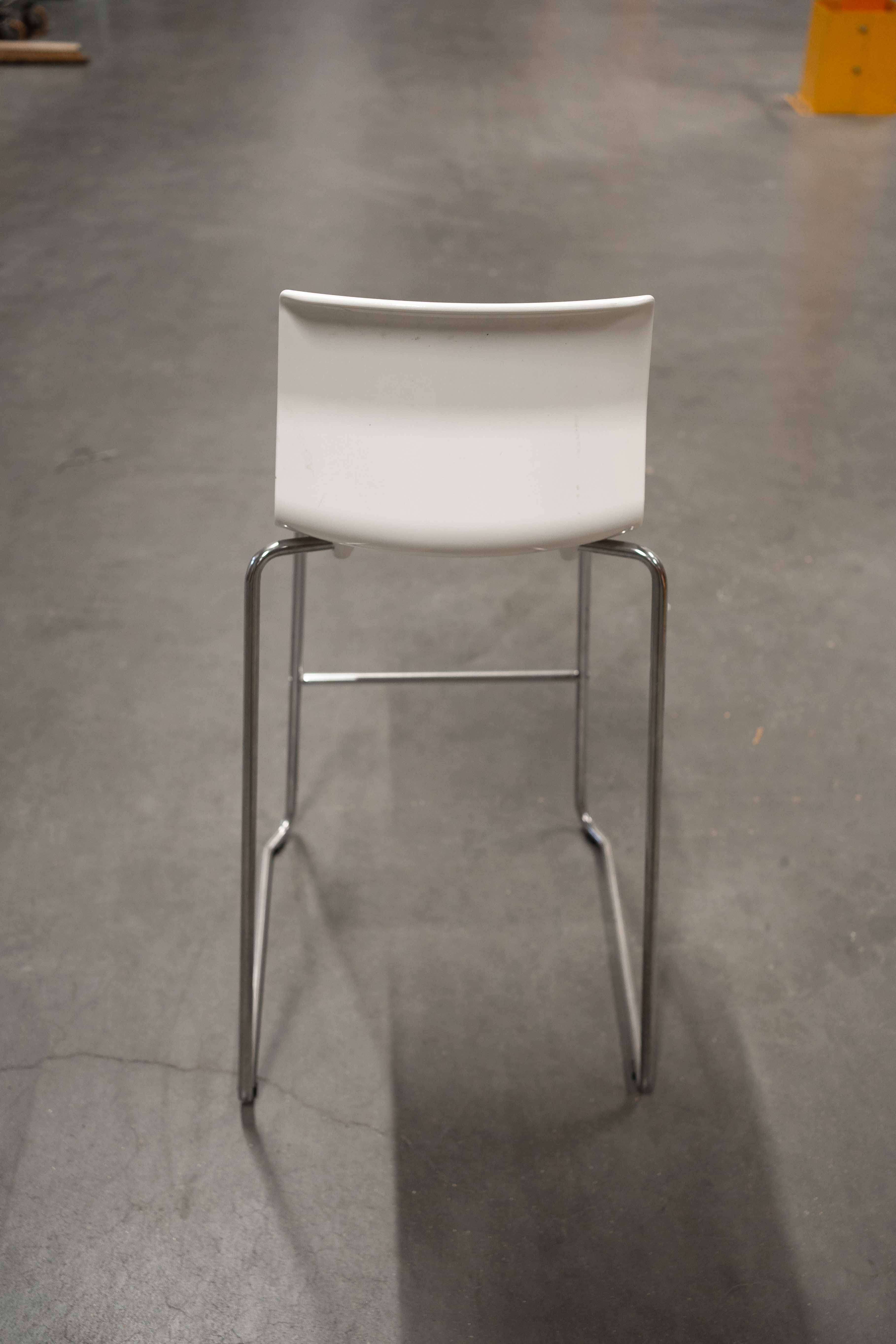 White high plastic chair with metal frame-2
