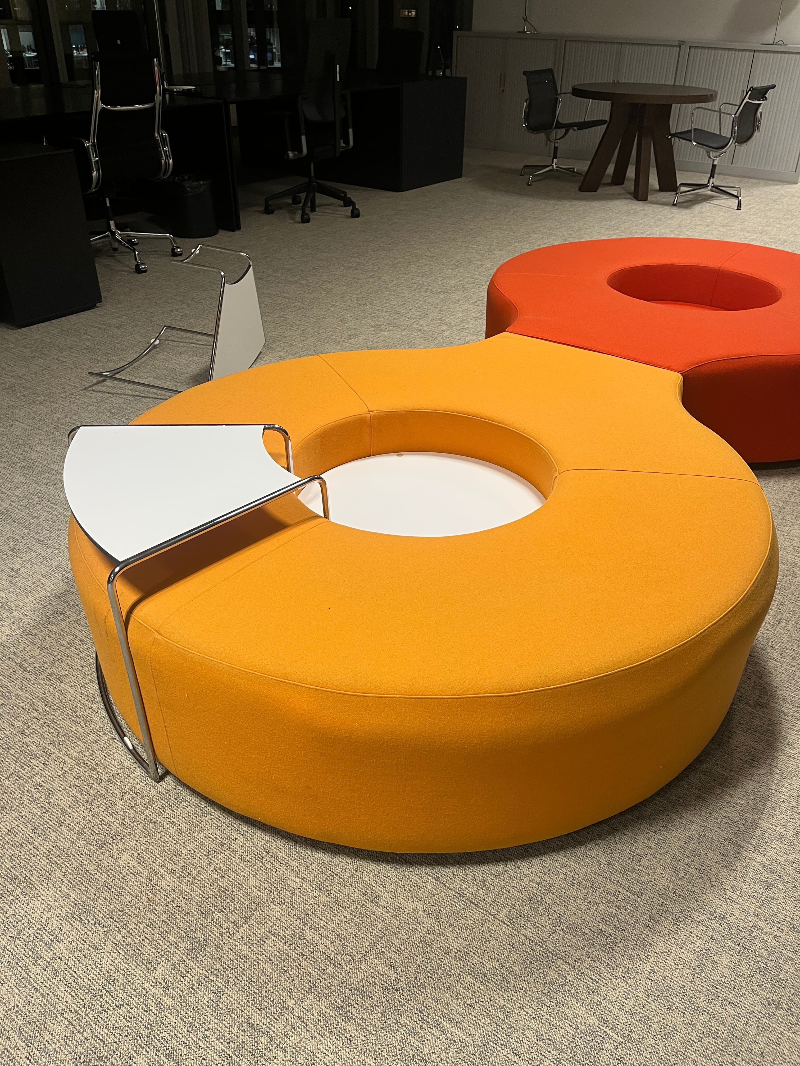 Nurus large round orange pouf-2