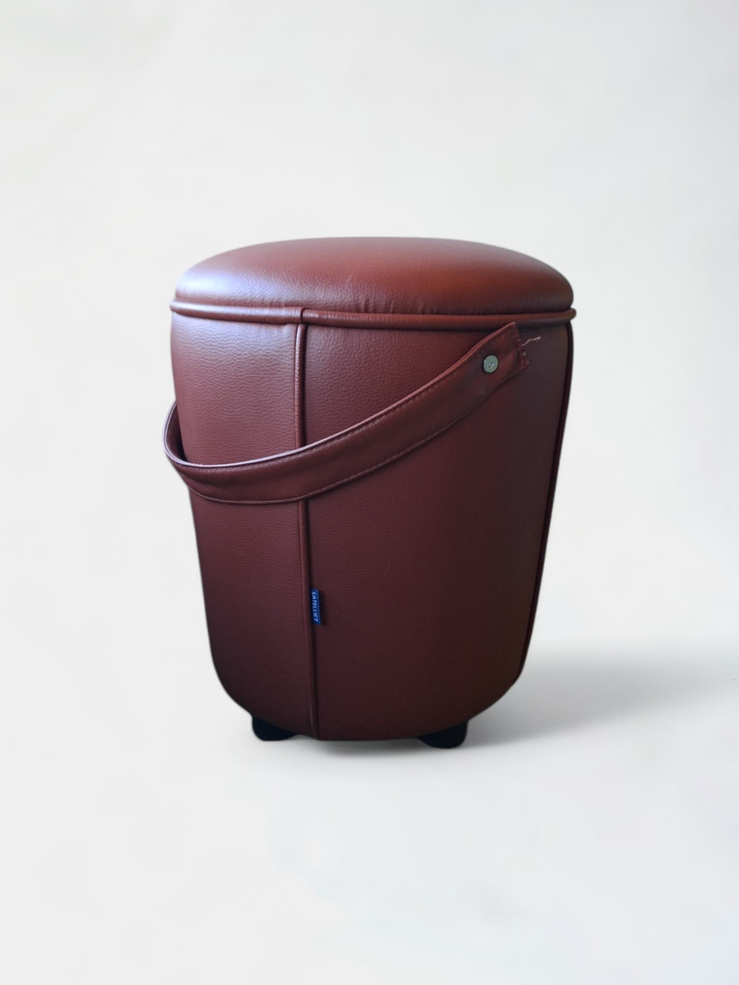 Satelliet Brown Leather Ottoman with Handle Strap-3