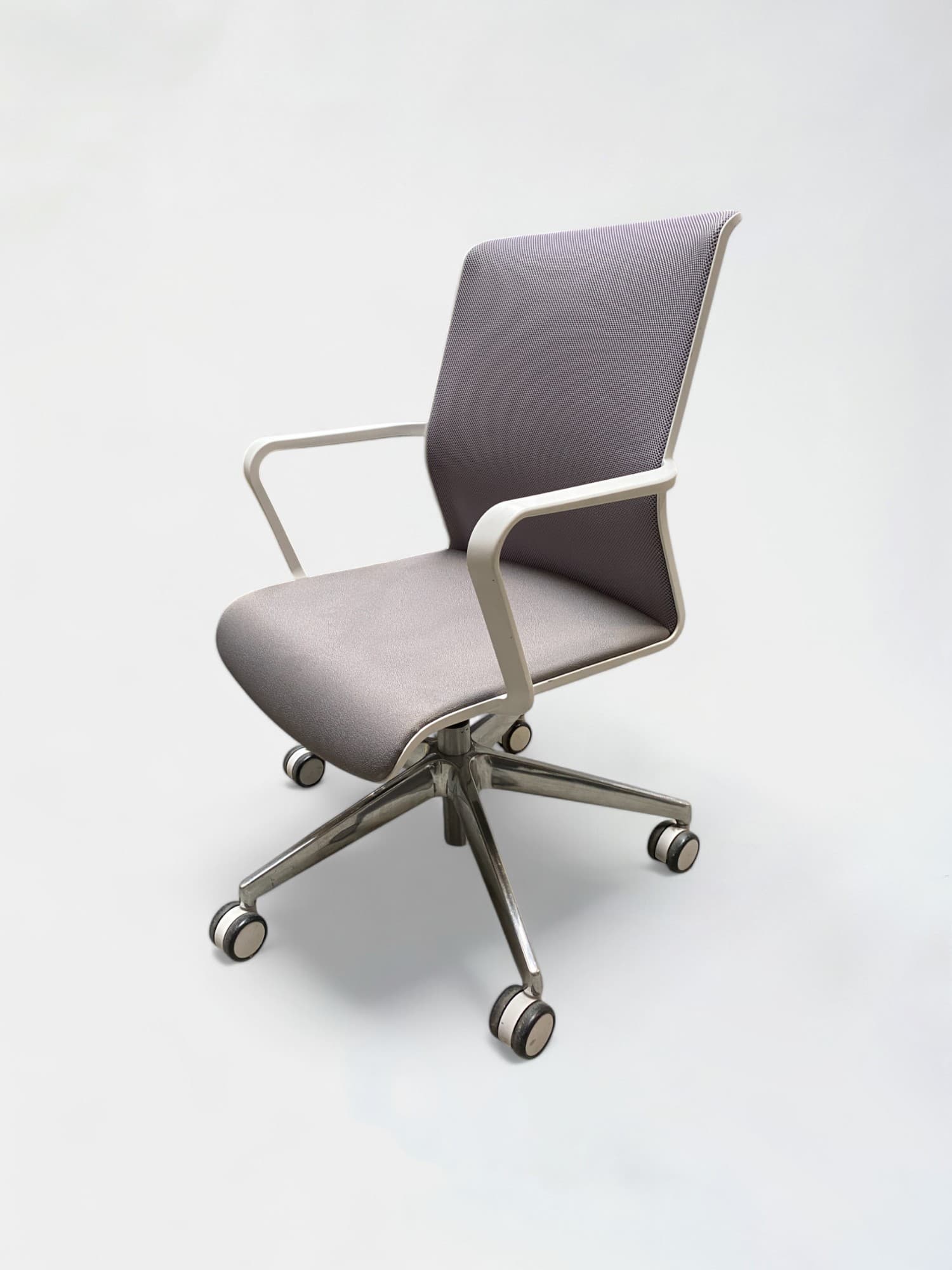 Senator Gray Fabric Office Chair with White Armrests and Wheels-2