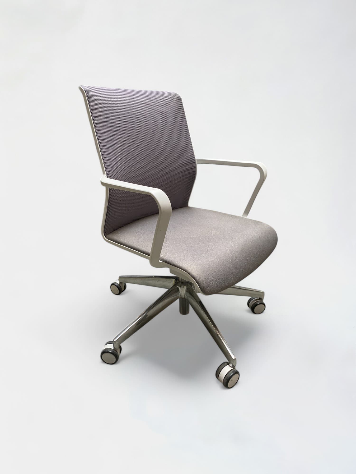 Senator Gray Fabric Office Chair with White Armrests and Wheels-0