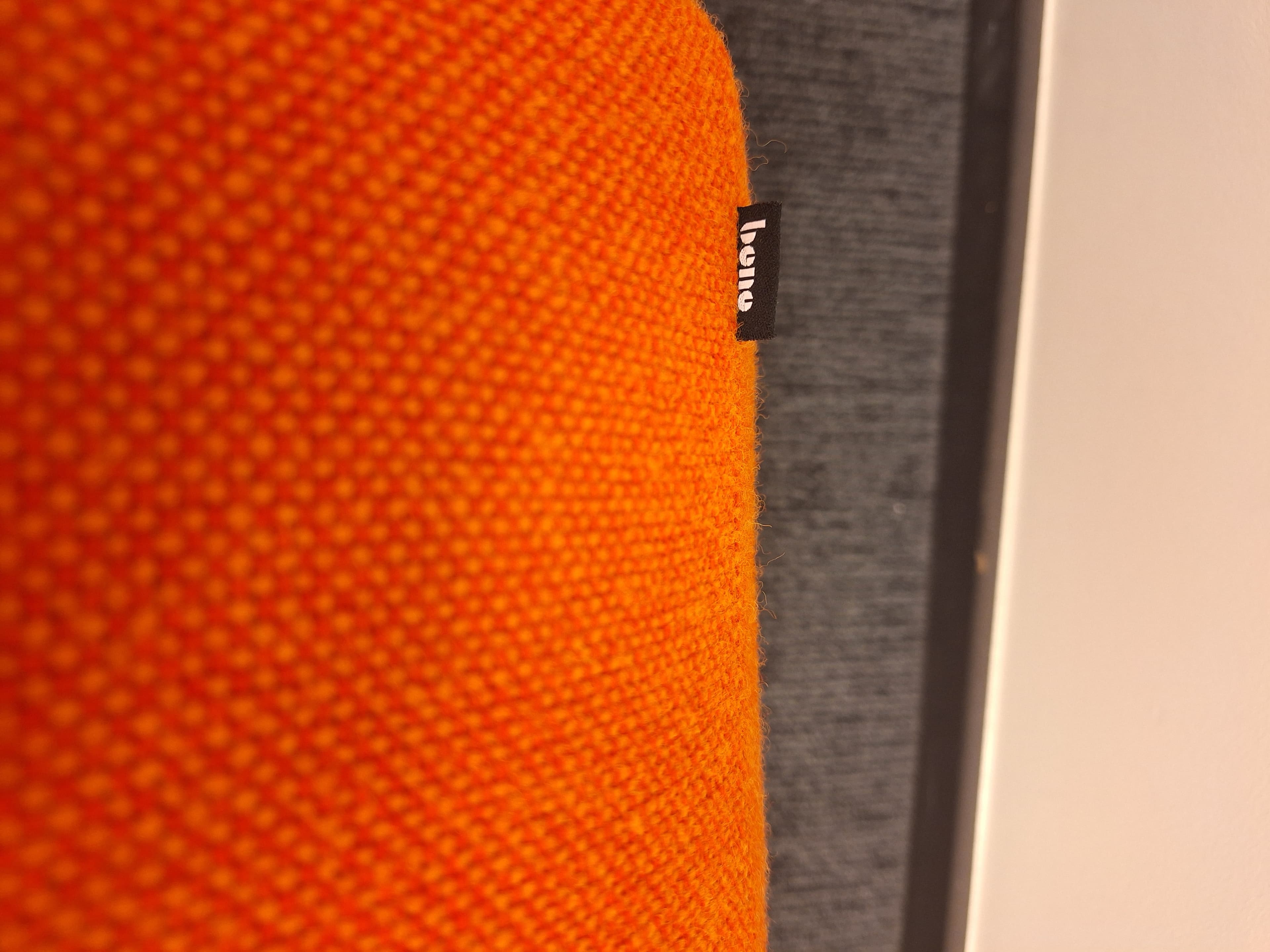 Orange Low pouffe on black base-1