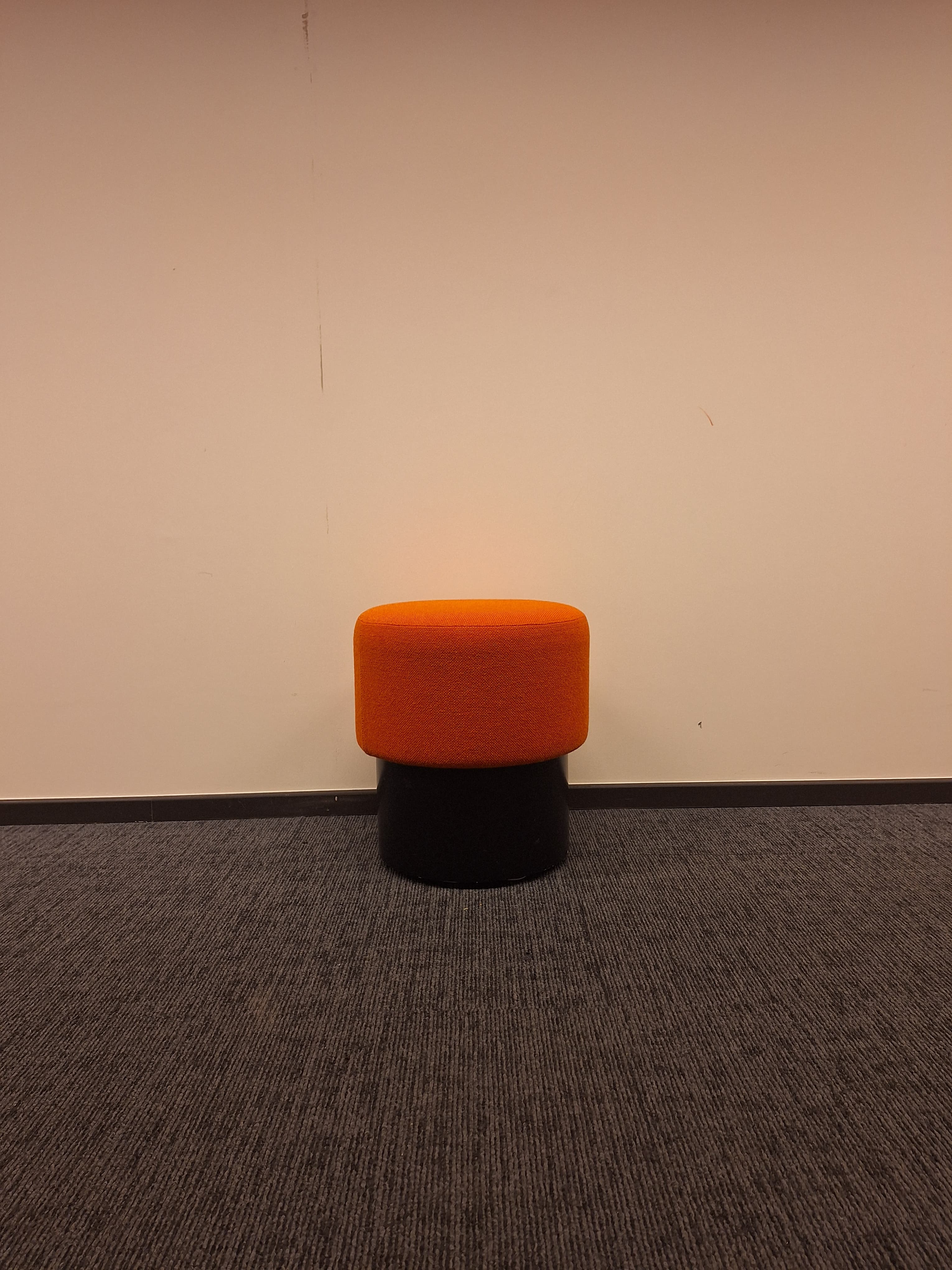 Orange Low pouffe on black base-2