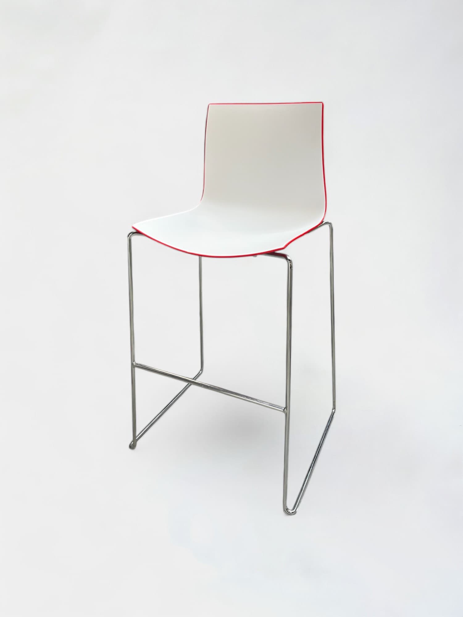 Arper Catifa White 46 design bar stool, with red shell-3