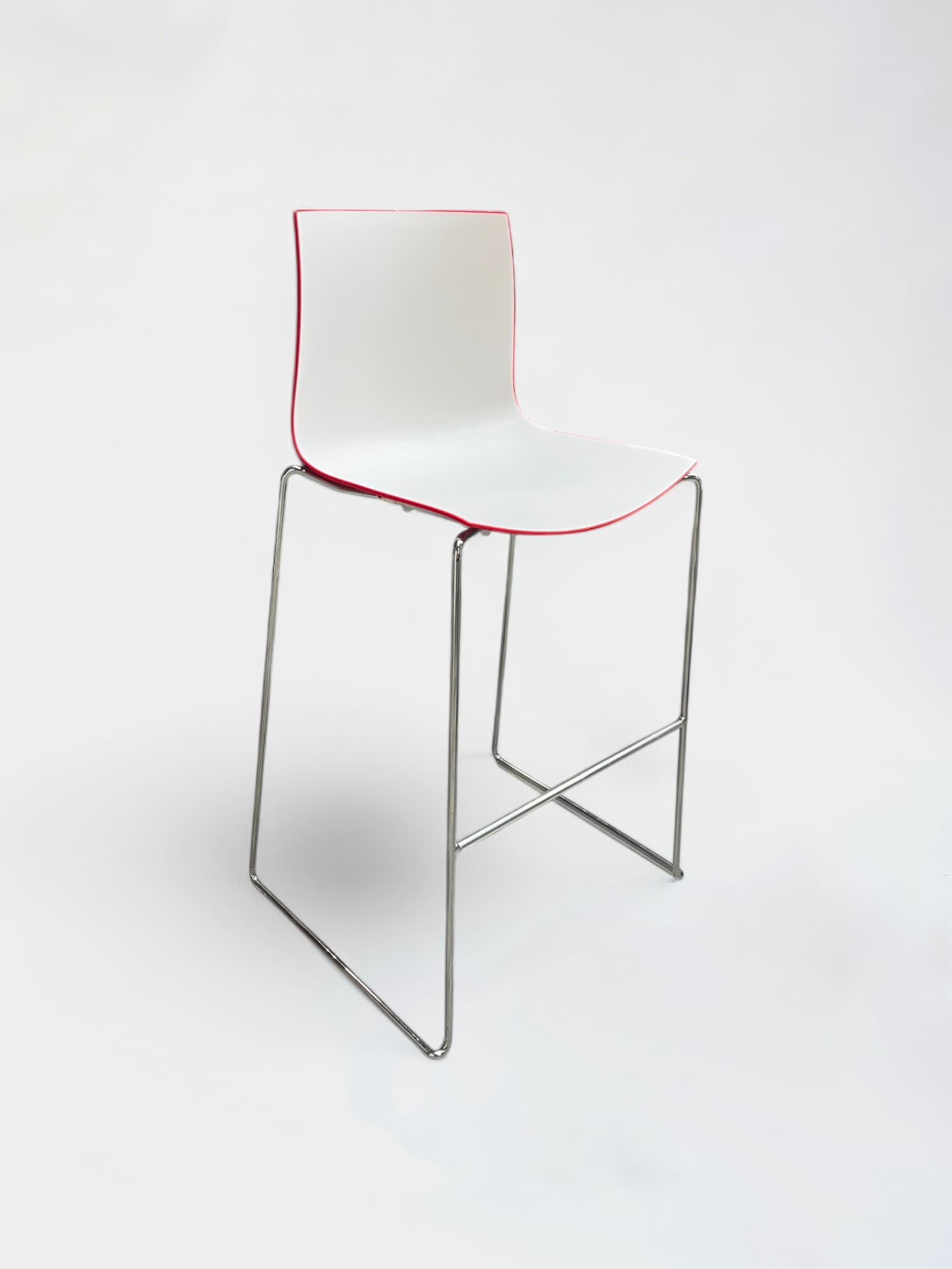 Arper Catifa White 46 design bar stool, with red shell-0