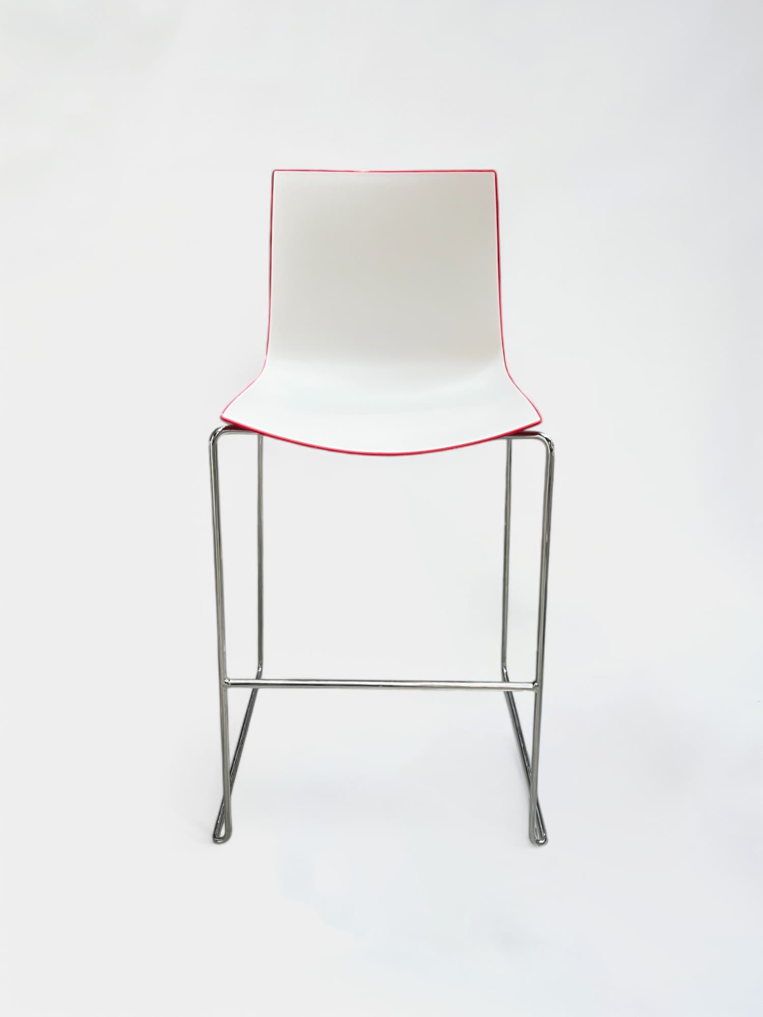 Arper Catifa White 46 design bar stool, with red shell-1