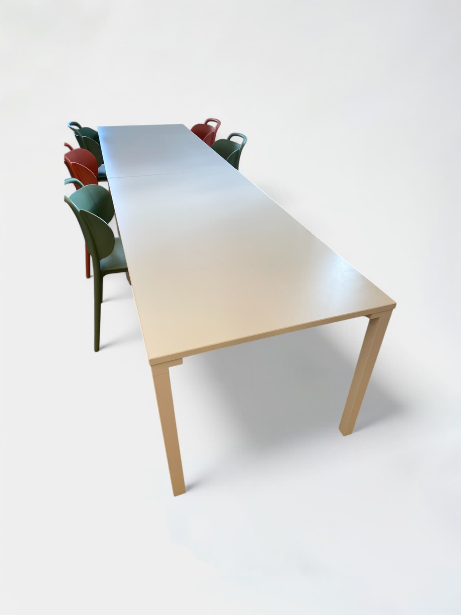 160cm White Metal Table with Minimalist Design-1