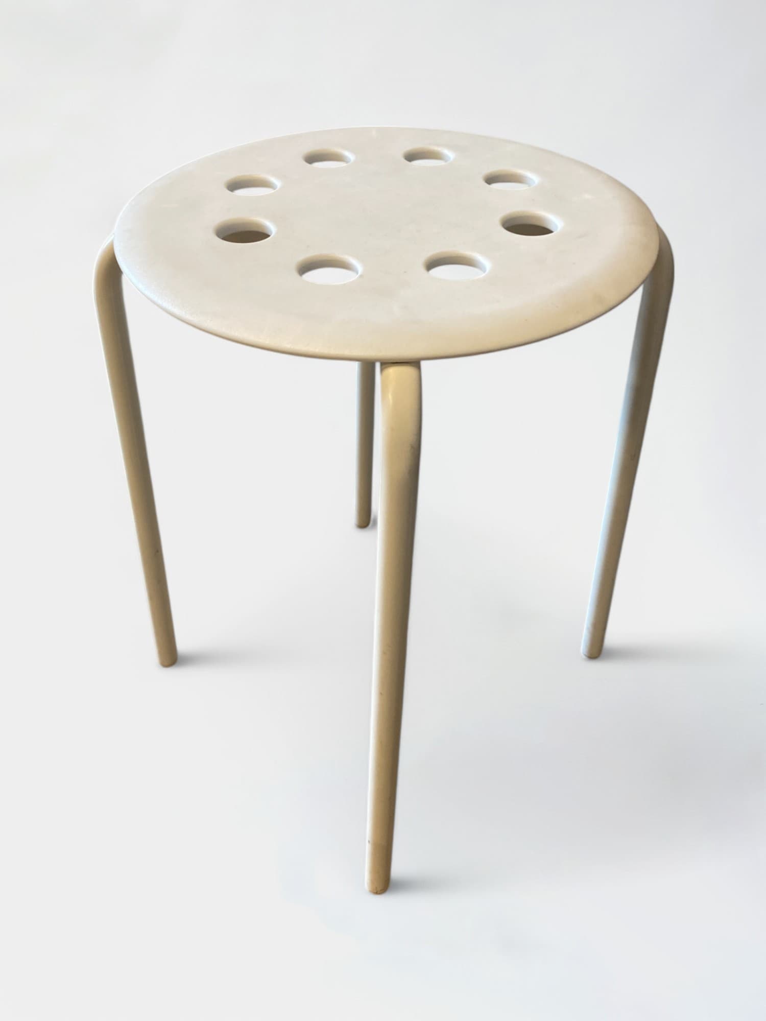 Ikea Tabouret en métal blanc avec assise perforée-0
