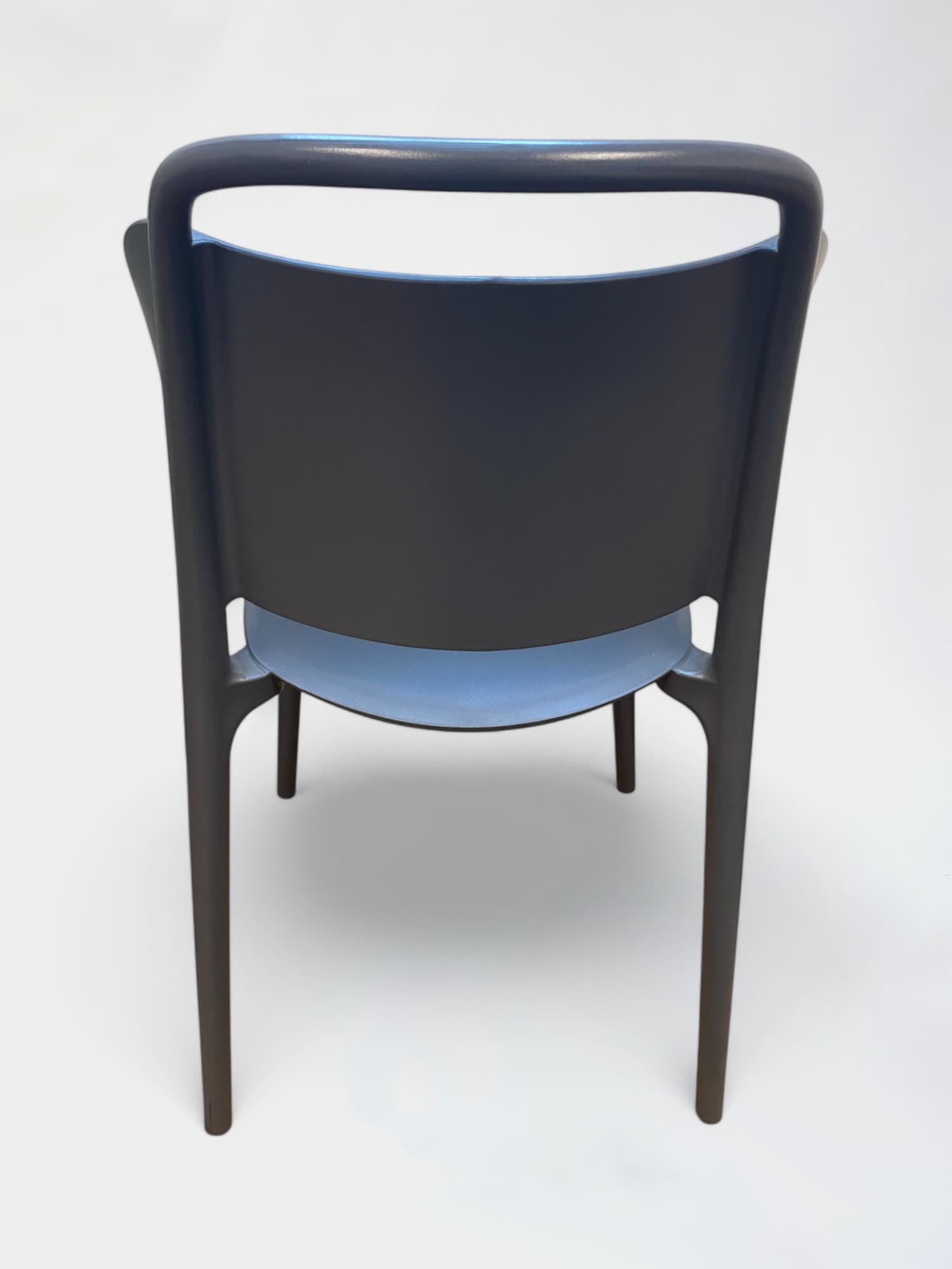 Blue-gray Plastic Chair with Rounded Backrest-4