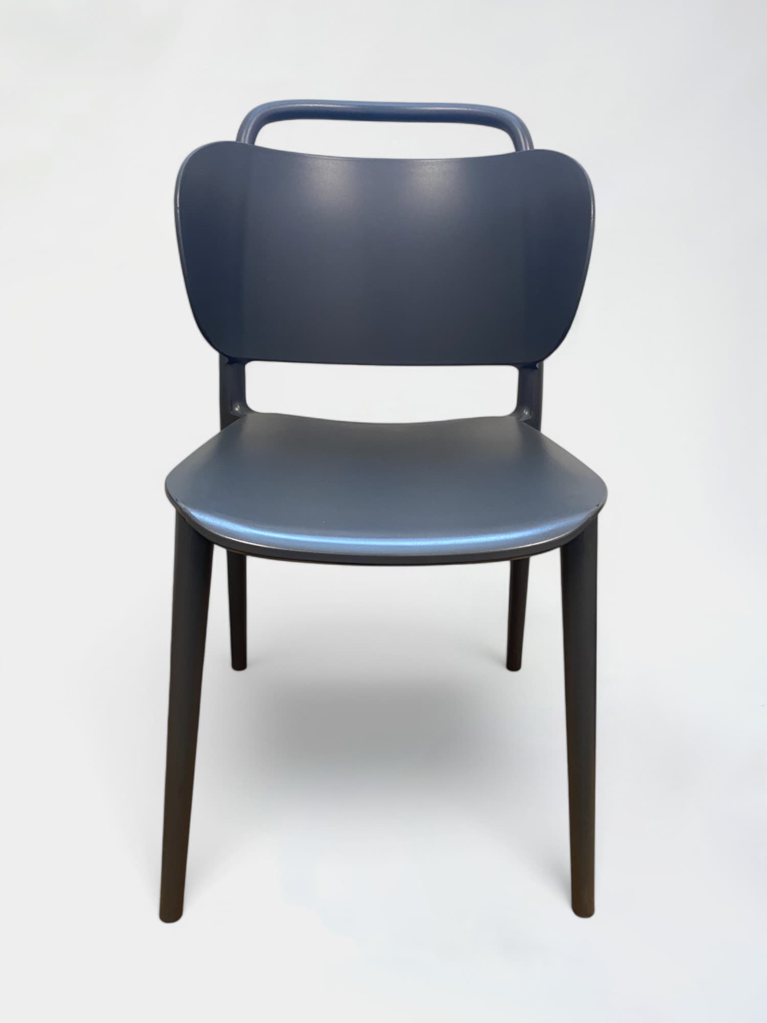 Blue-gray Plastic Chair with Rounded Backrest-0