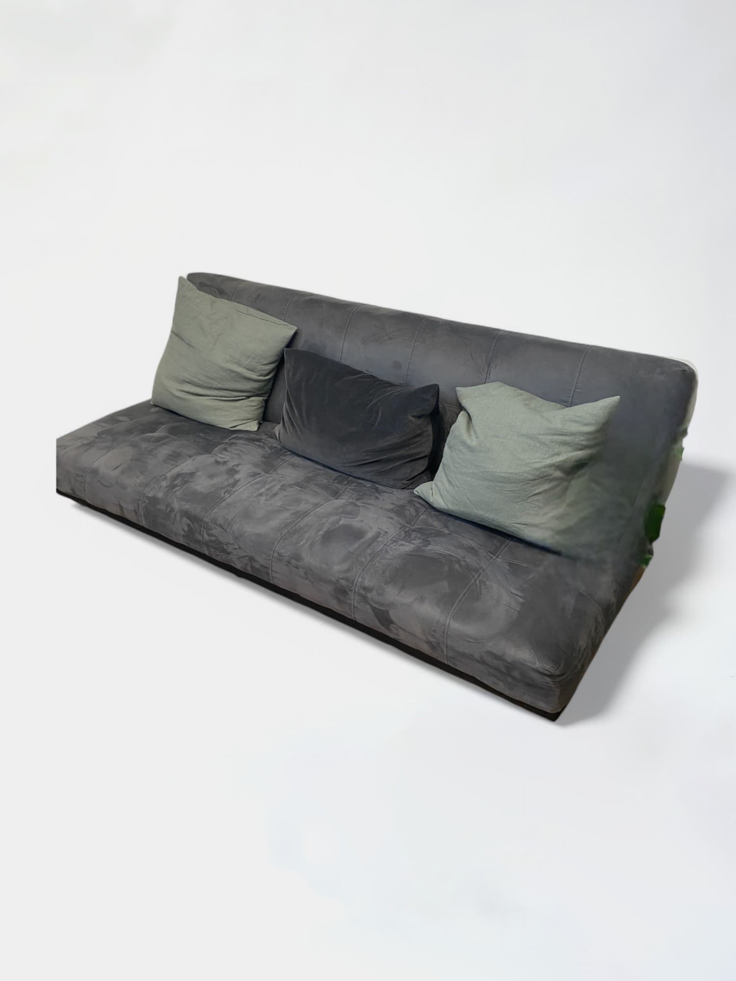Dark Gray Velvet Fabric Sofa Bed-1