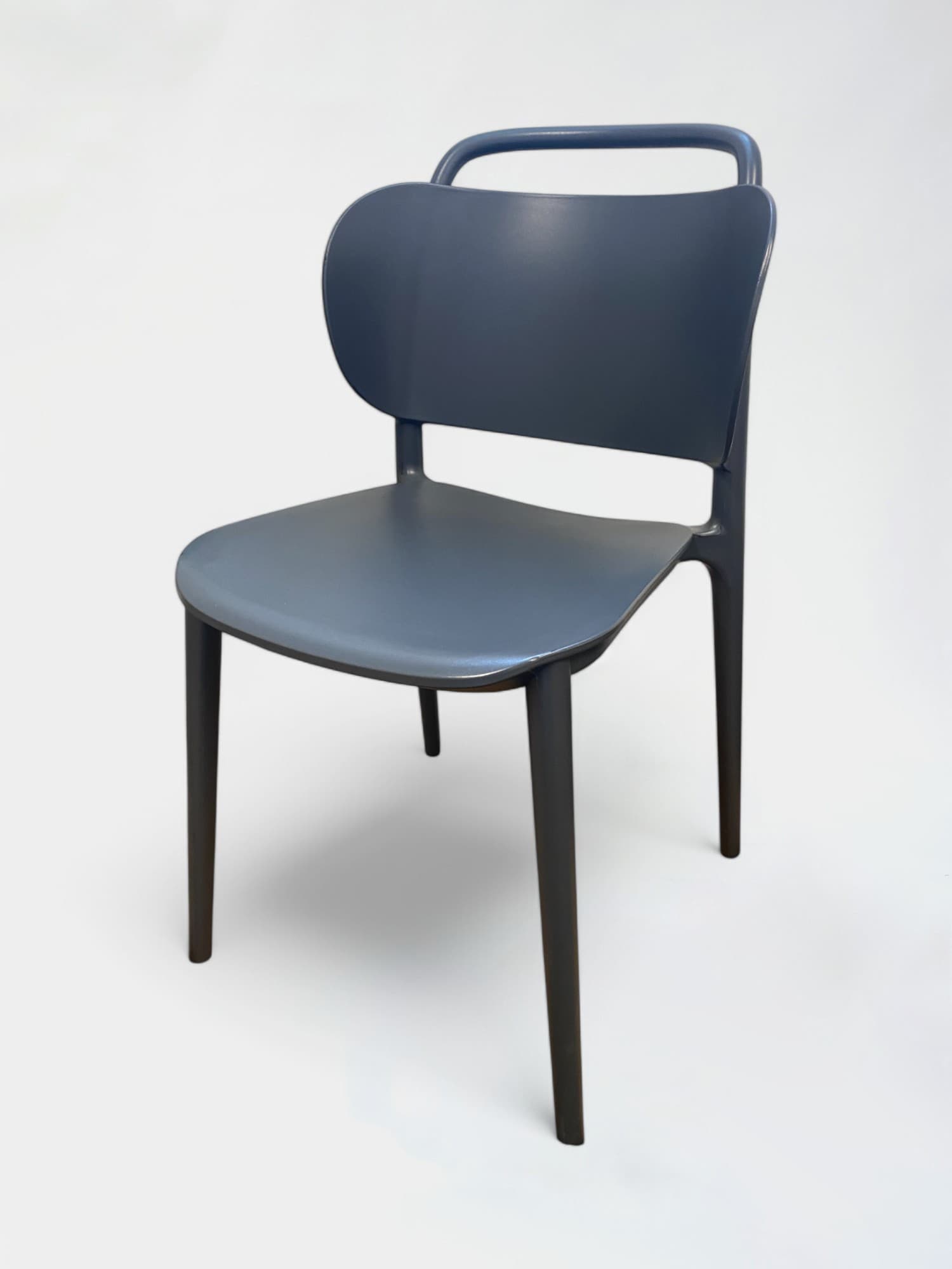 Blue-gray Plastic Chair with Rounded Backrest-1