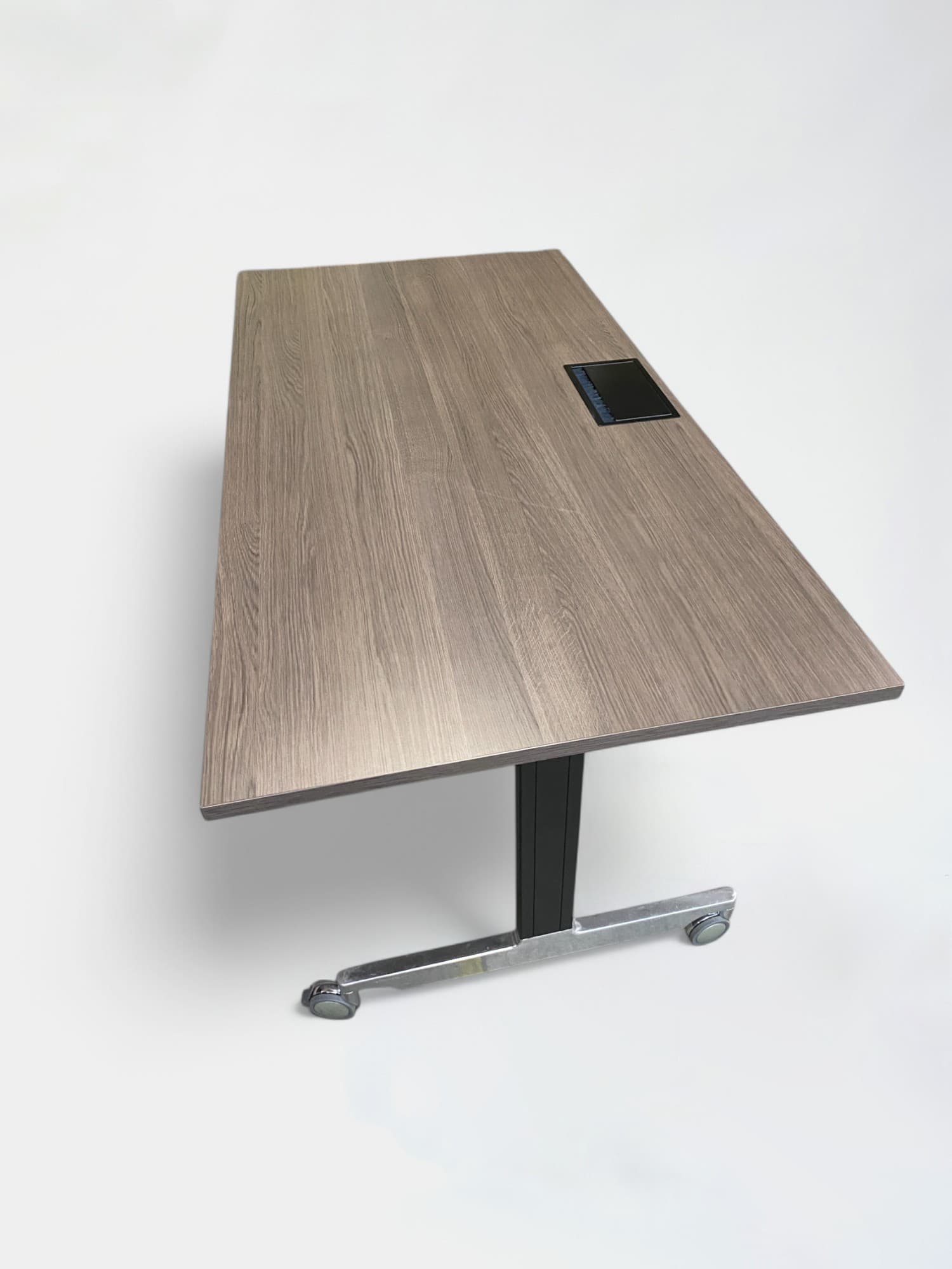 Wiesner Hager 160cm Brown foldable table on steel legs with top access-1