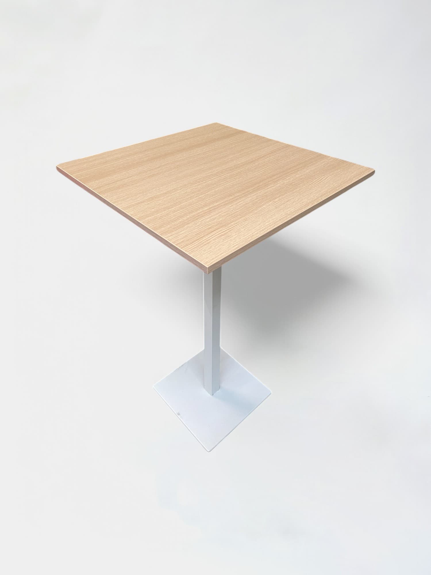 High square wood table with white metallic leg 70 cm -1
