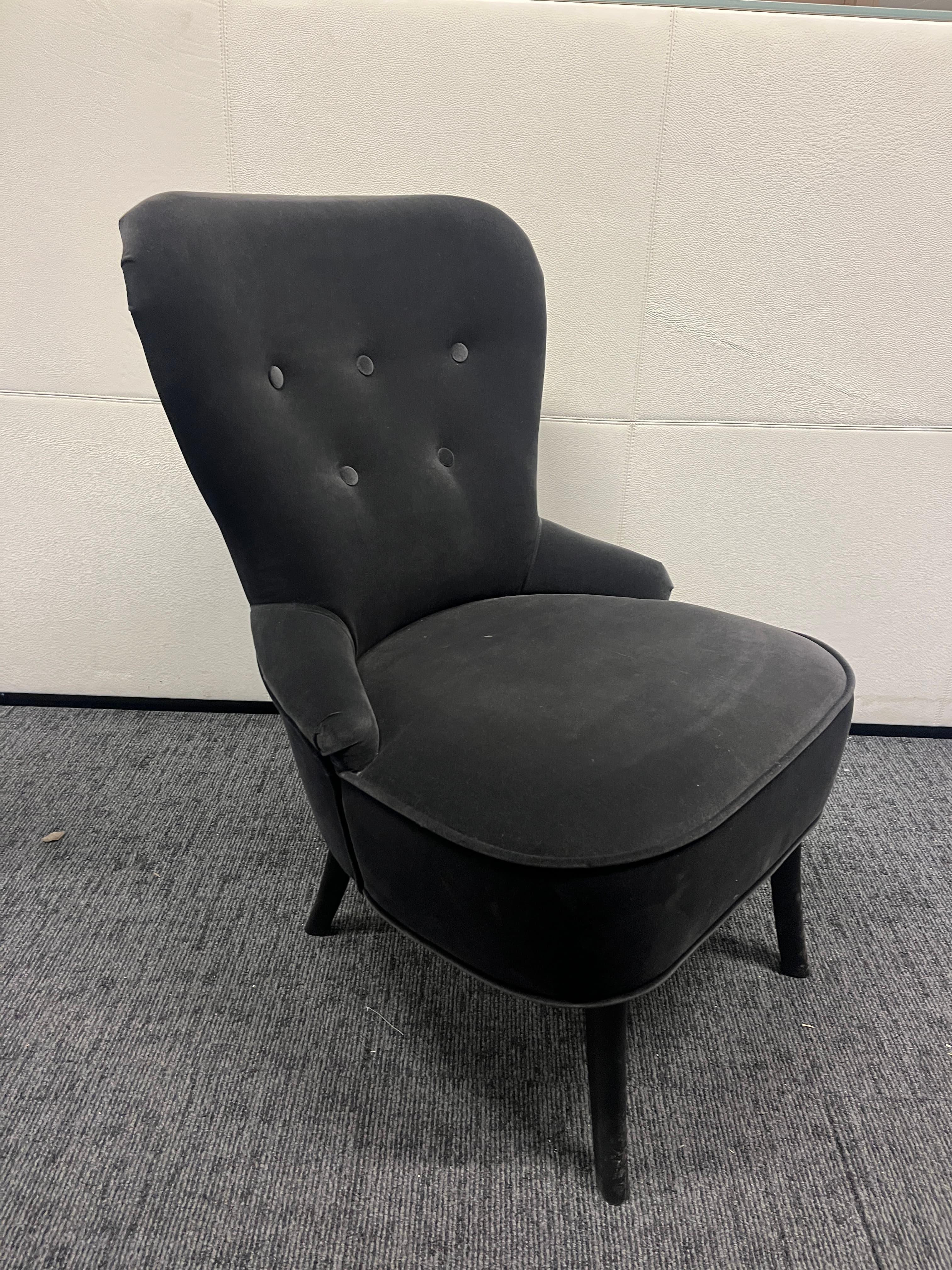 Chaise en velours bleu foncé/gris-1