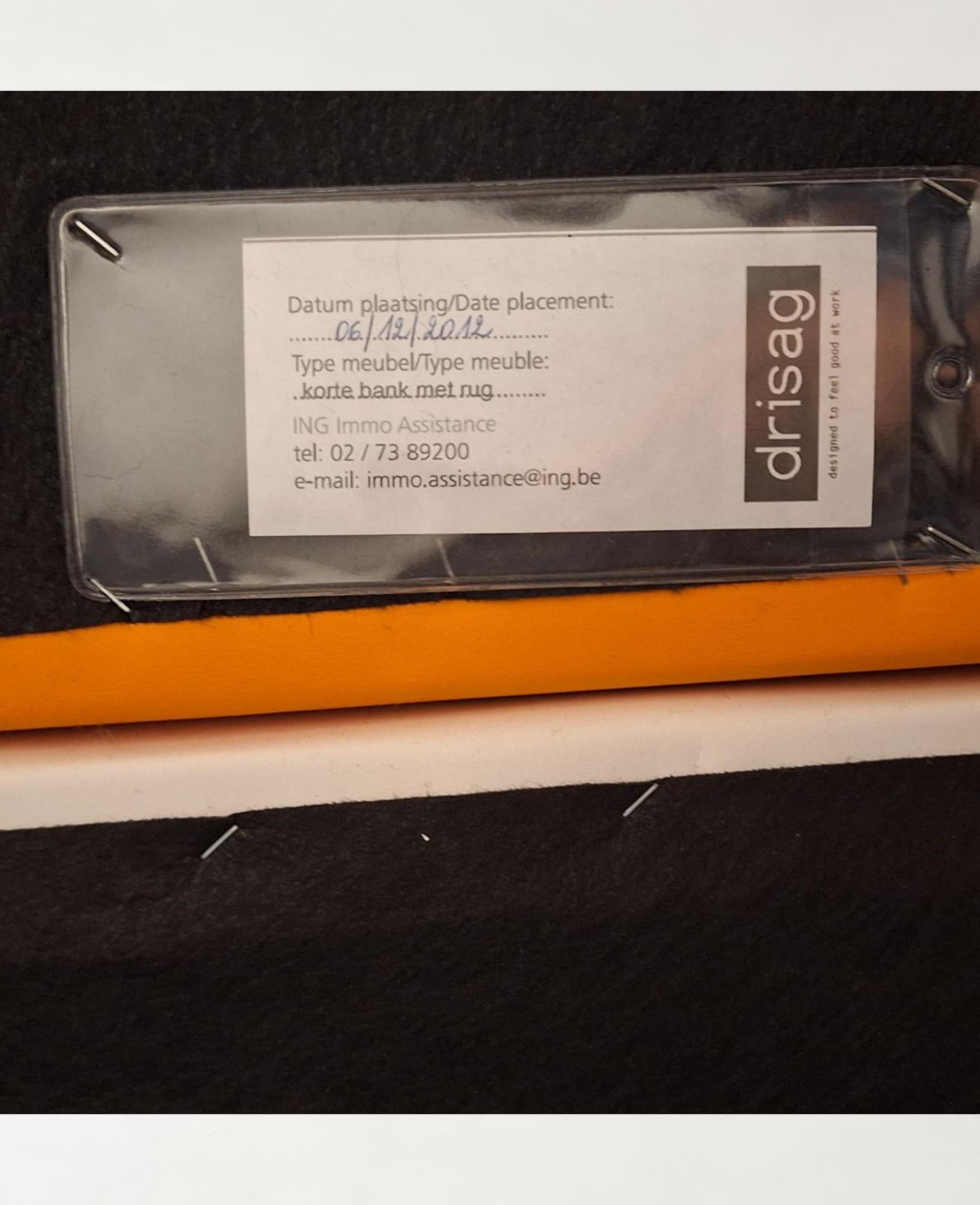 Drisag Orange and Beige Fabric Bench with Backrest-2