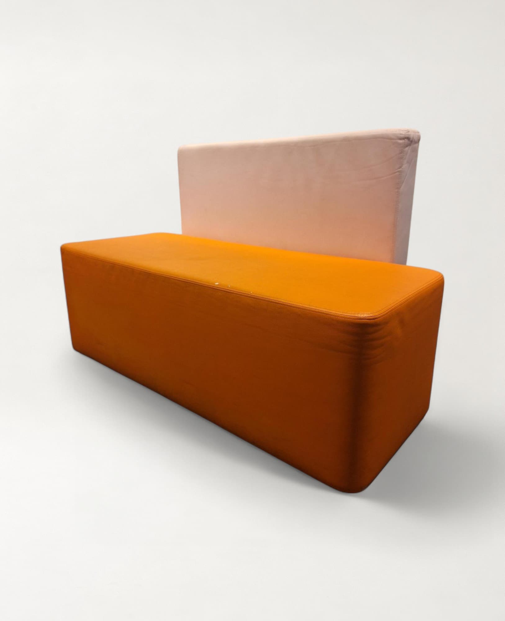 Drisag Orange and Beige Fabric Bench with Backrest-0