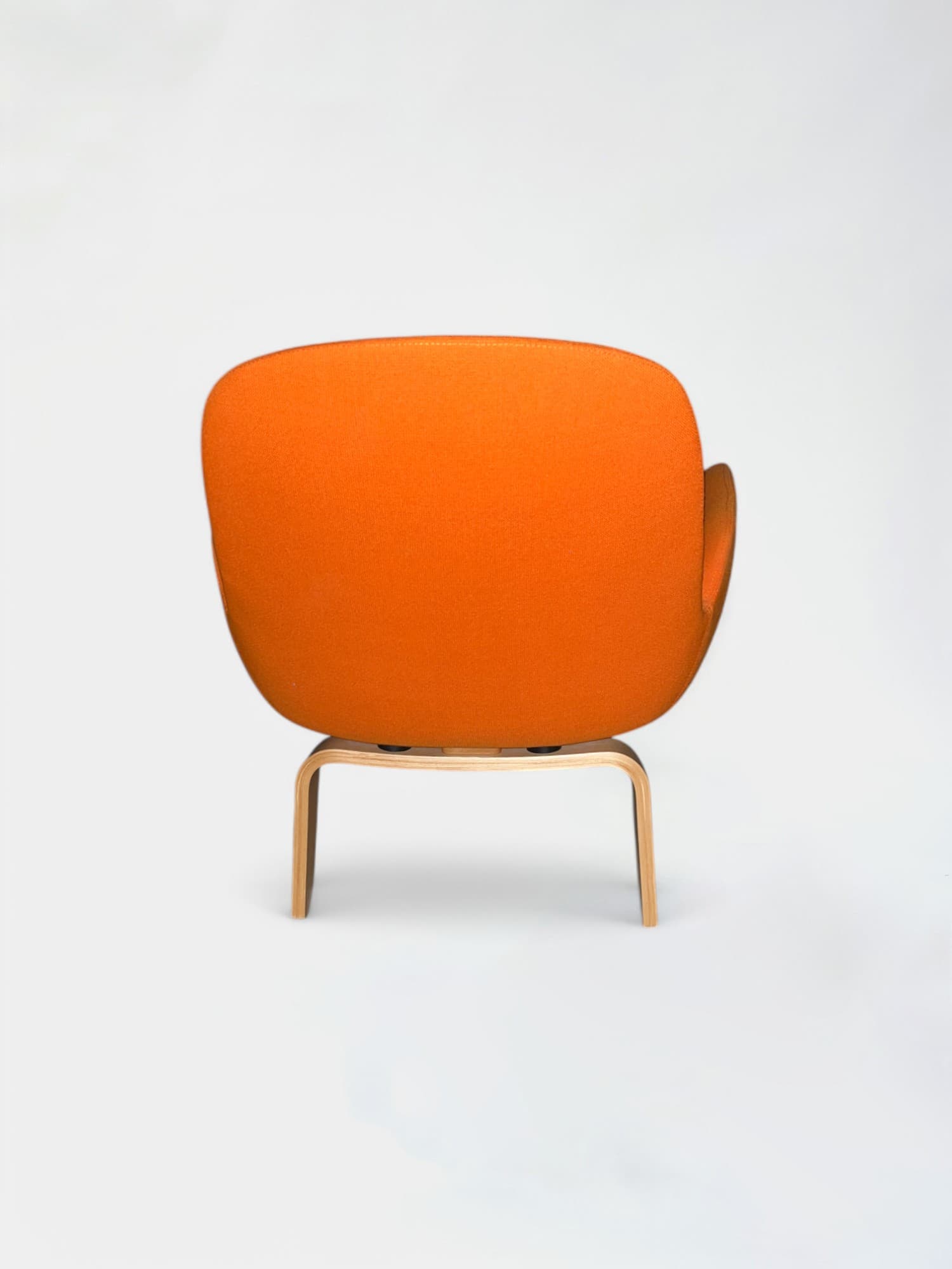 Normann Orange Fabric Lounge Chair with Wooden Legs-2