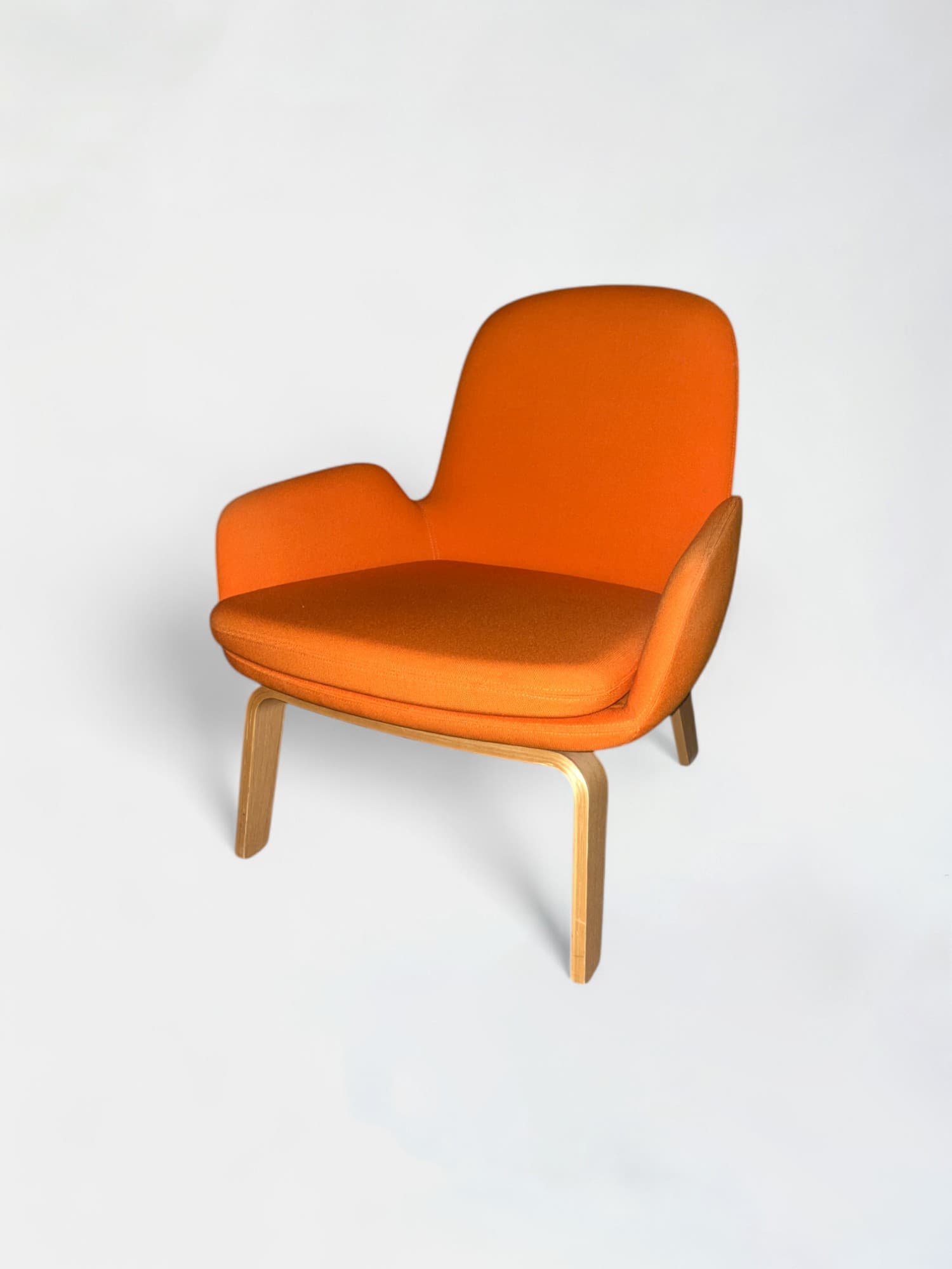 Normann Orange Fabric Lounge Chair with Wooden Legs-1