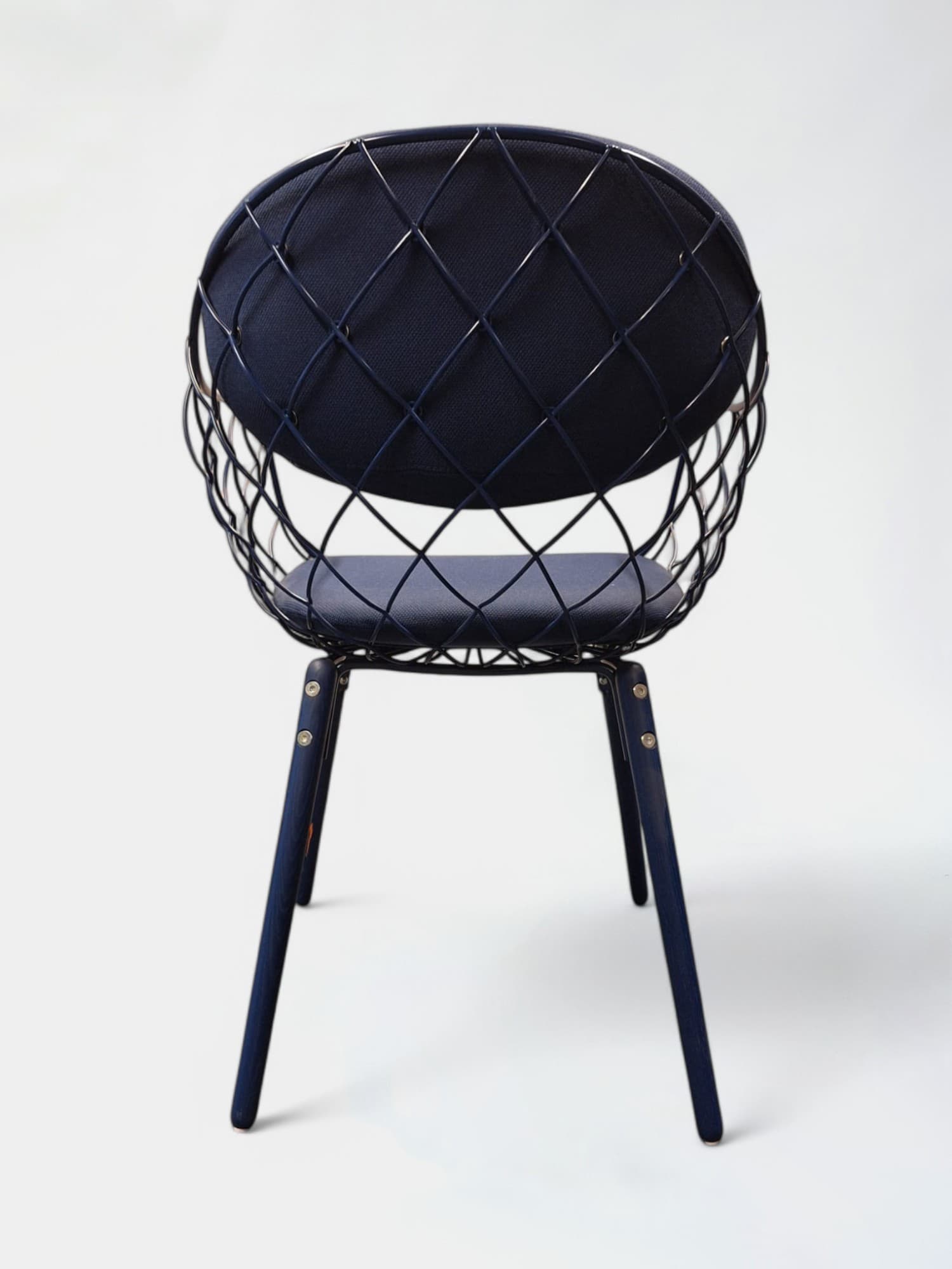 Magis Pina Blauwe Metalen Stoel met Beklede Zitting en Rugleuning-4