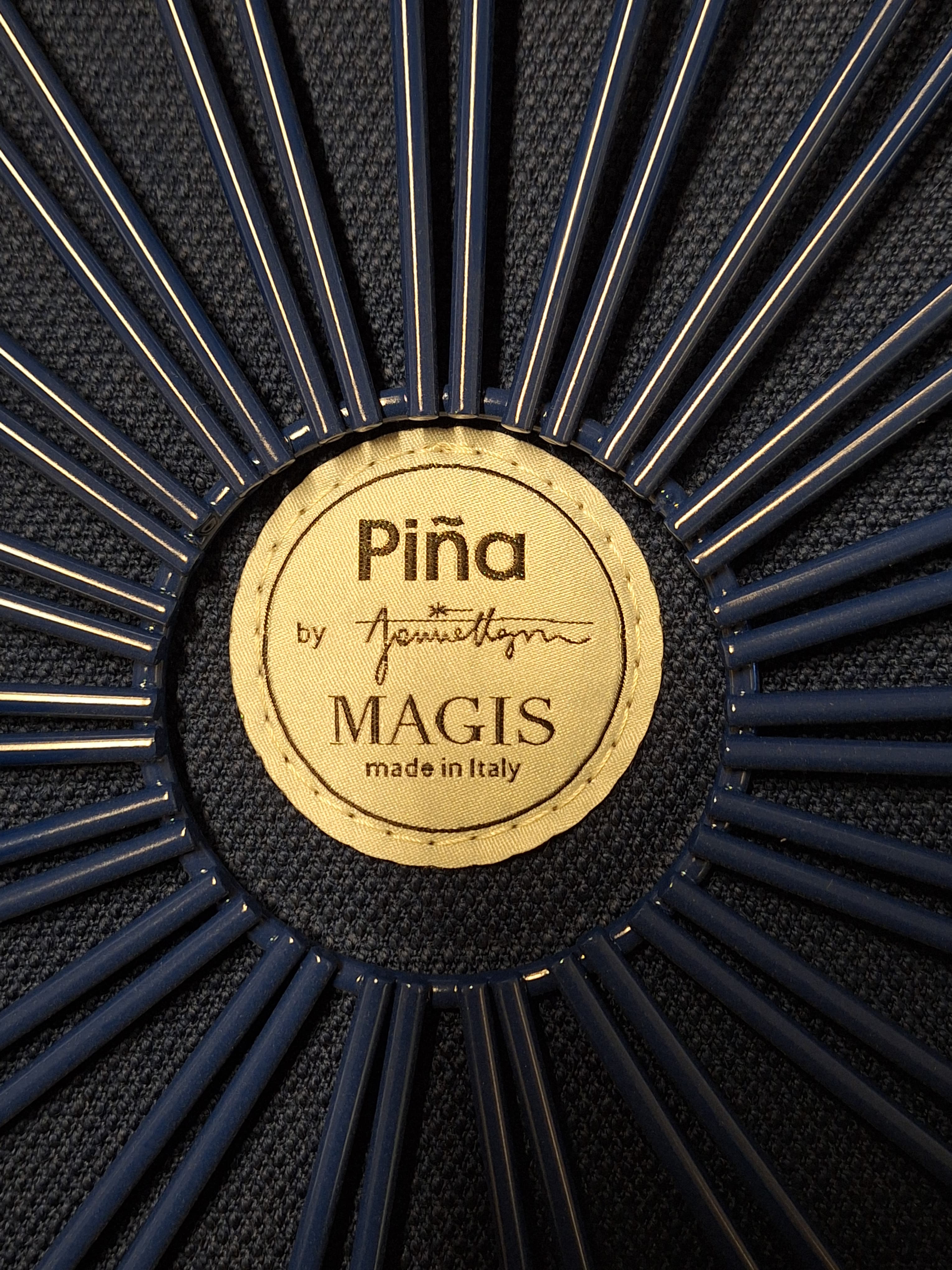 Magis Pina Blauwe Metalen Stoel met Beklede Zitting en Rugleuning-2