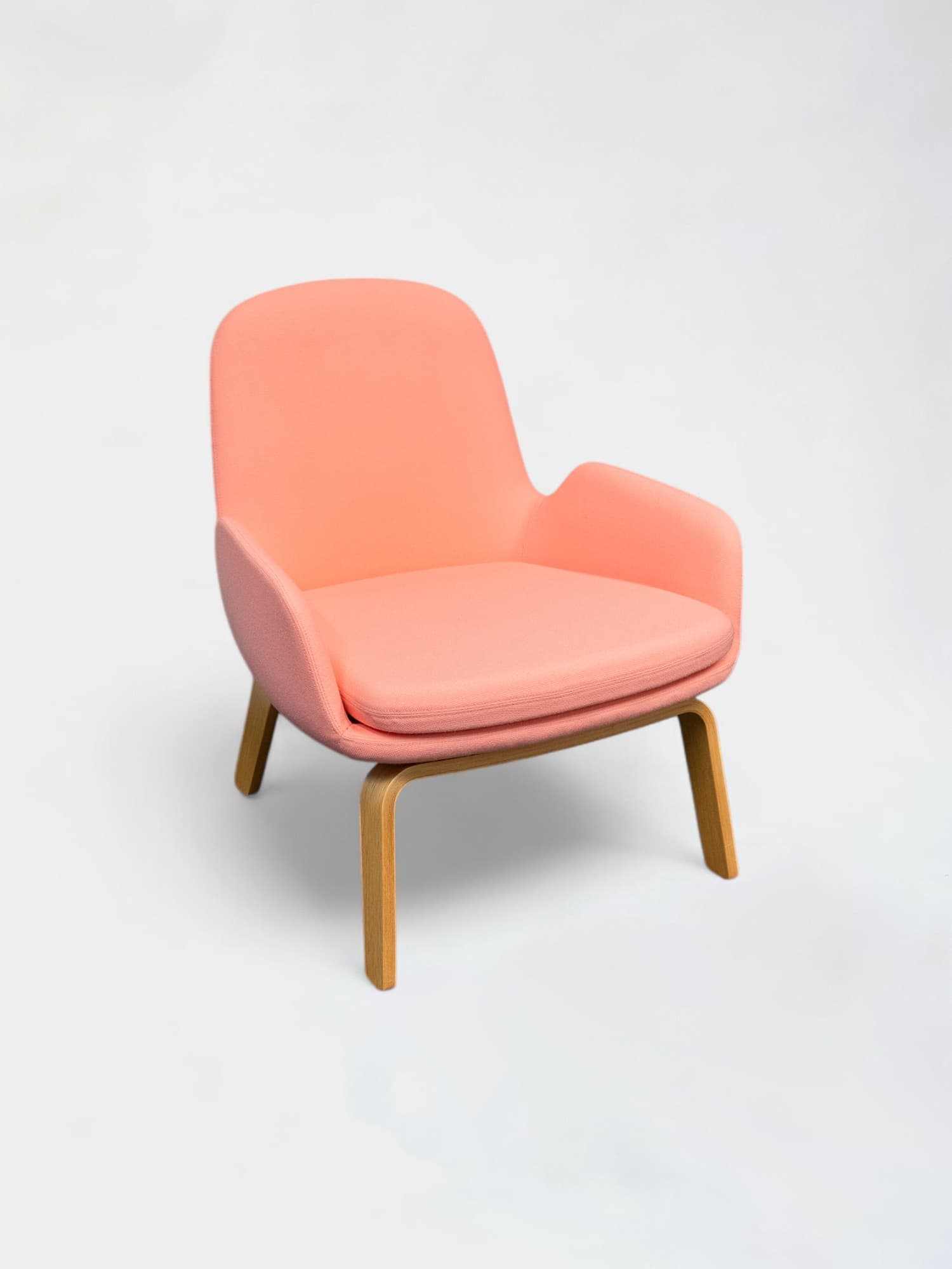 Normann Saumon armchair with wooden legs-0