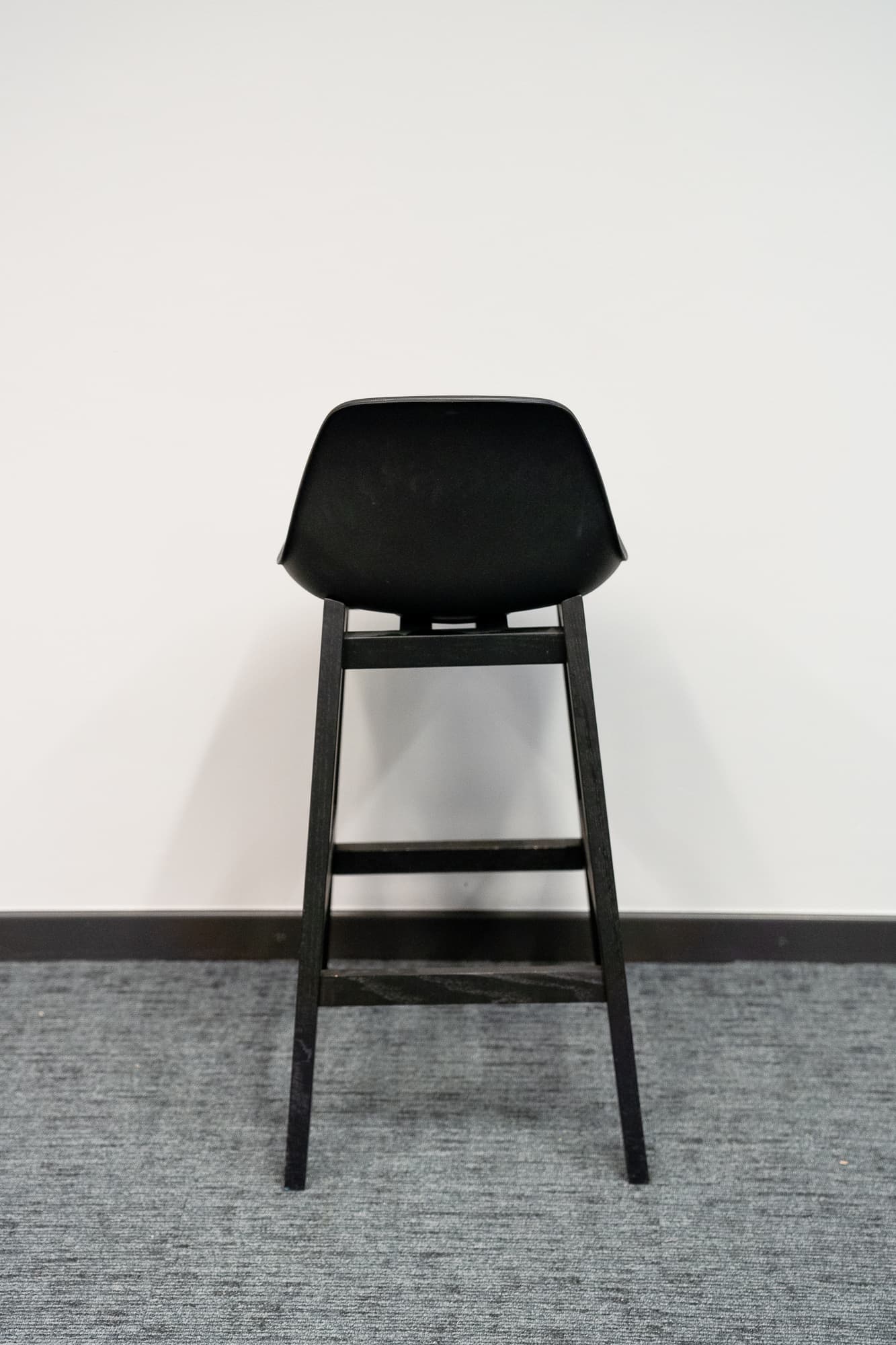 75cm Black wood stool with plastic and synthetic leather seat-2