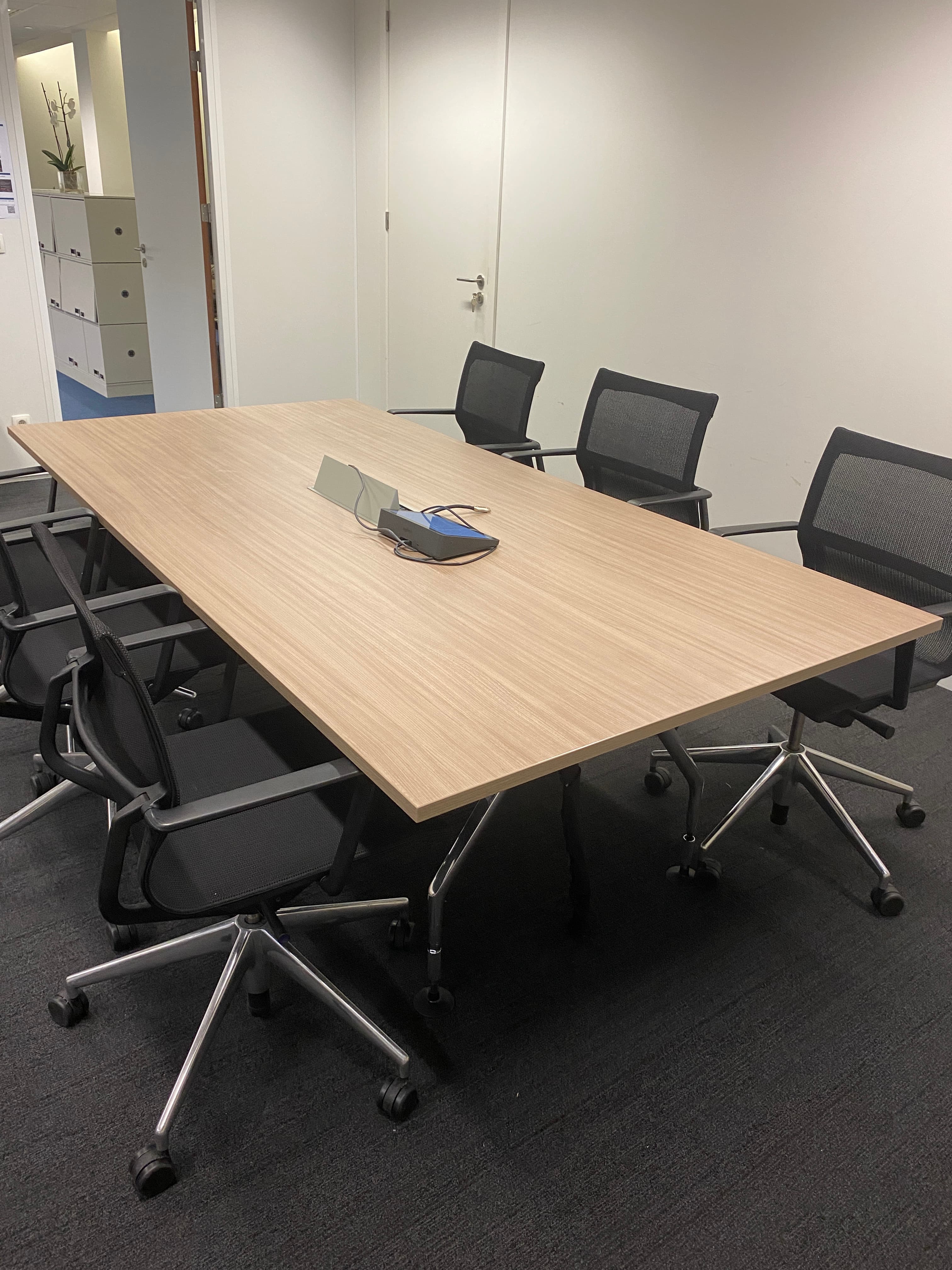 Vitra Laminate wooden meeting table with top access and chromed legs